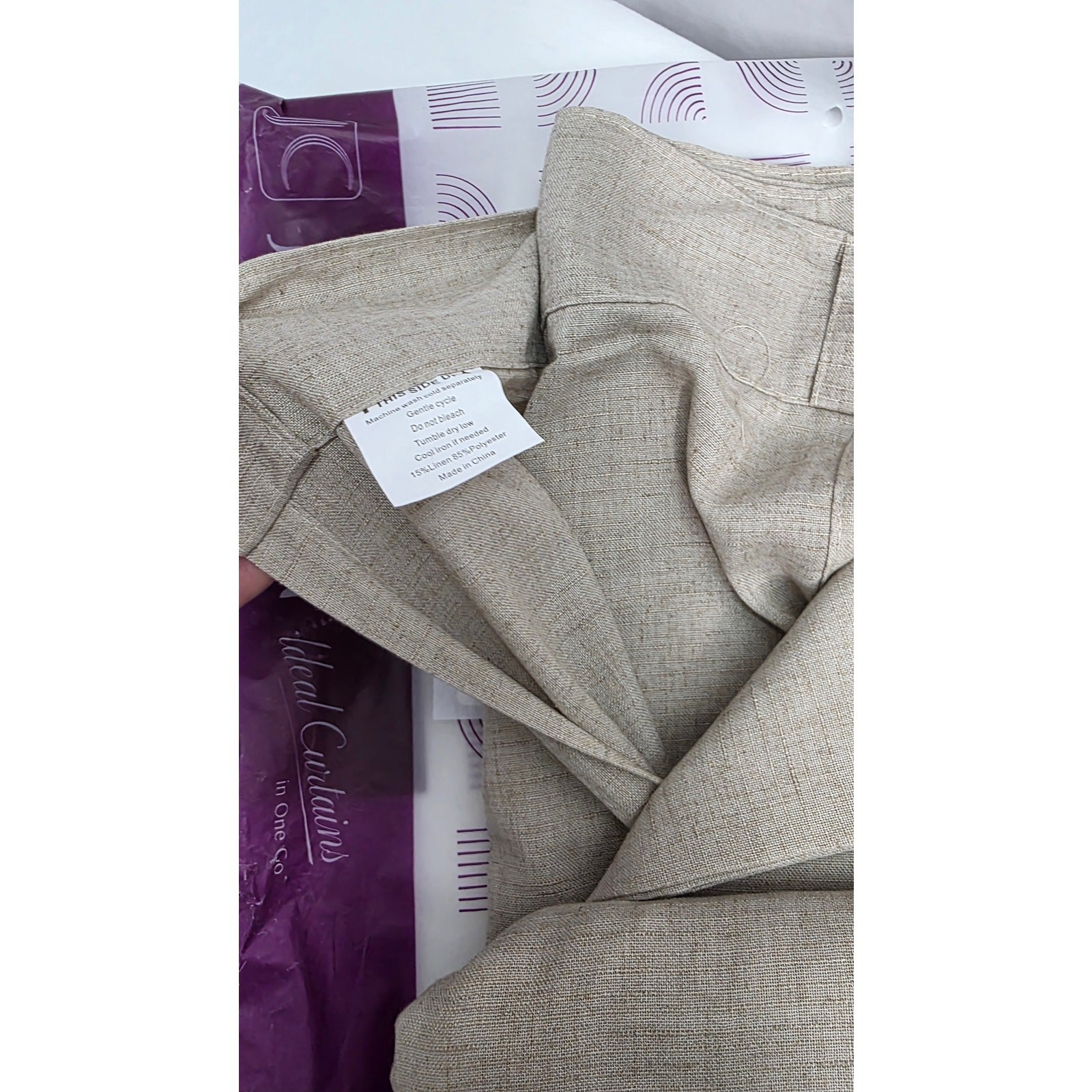 Taupe Linen Blend Curtains 90″ x 50″ 2 Panels Farmhouse Rod Pocket & Back Tab