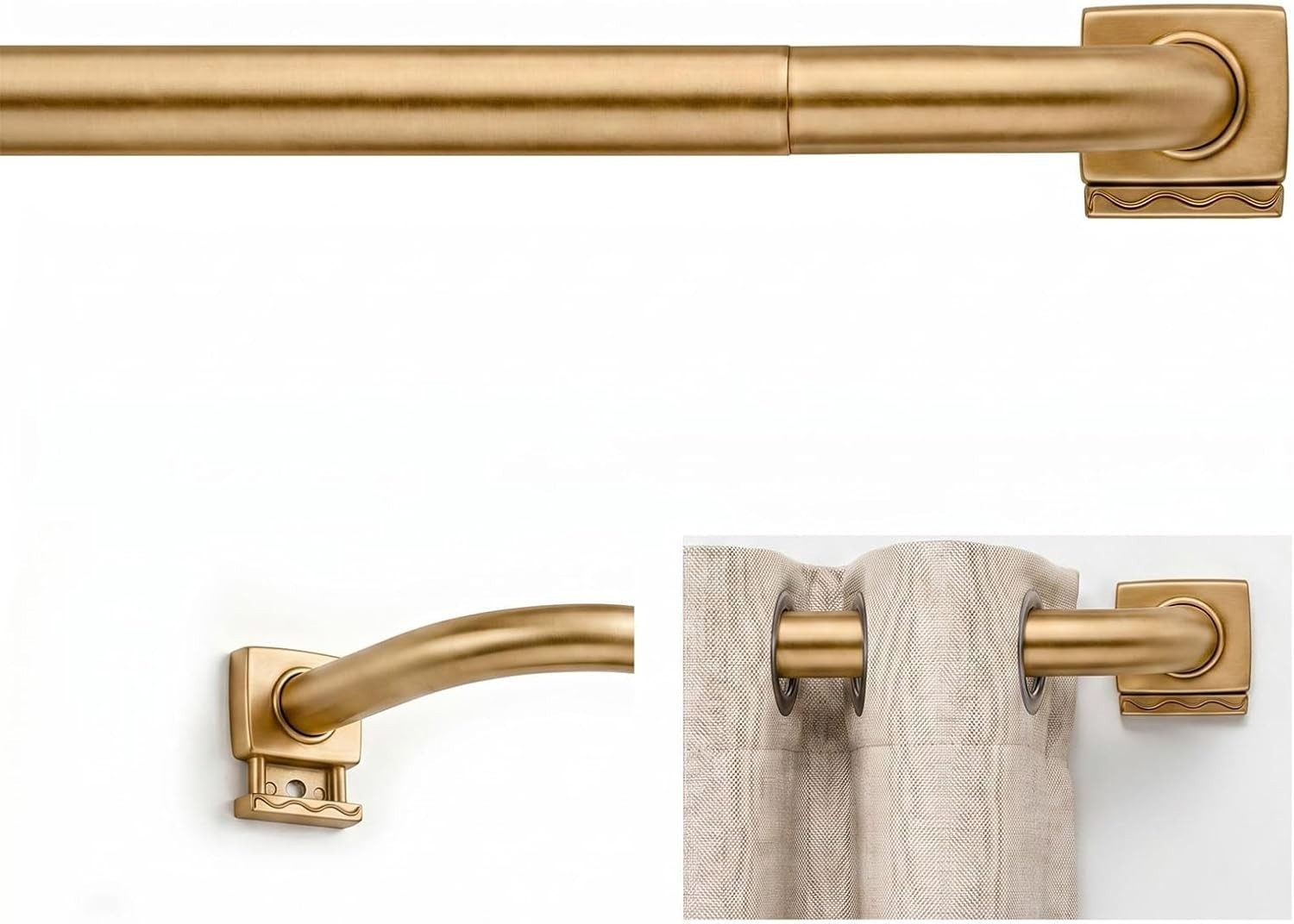 Versatile 30-90 Inch Gold Adjustable Curtain Rod: Durable Metal Drapery Solution