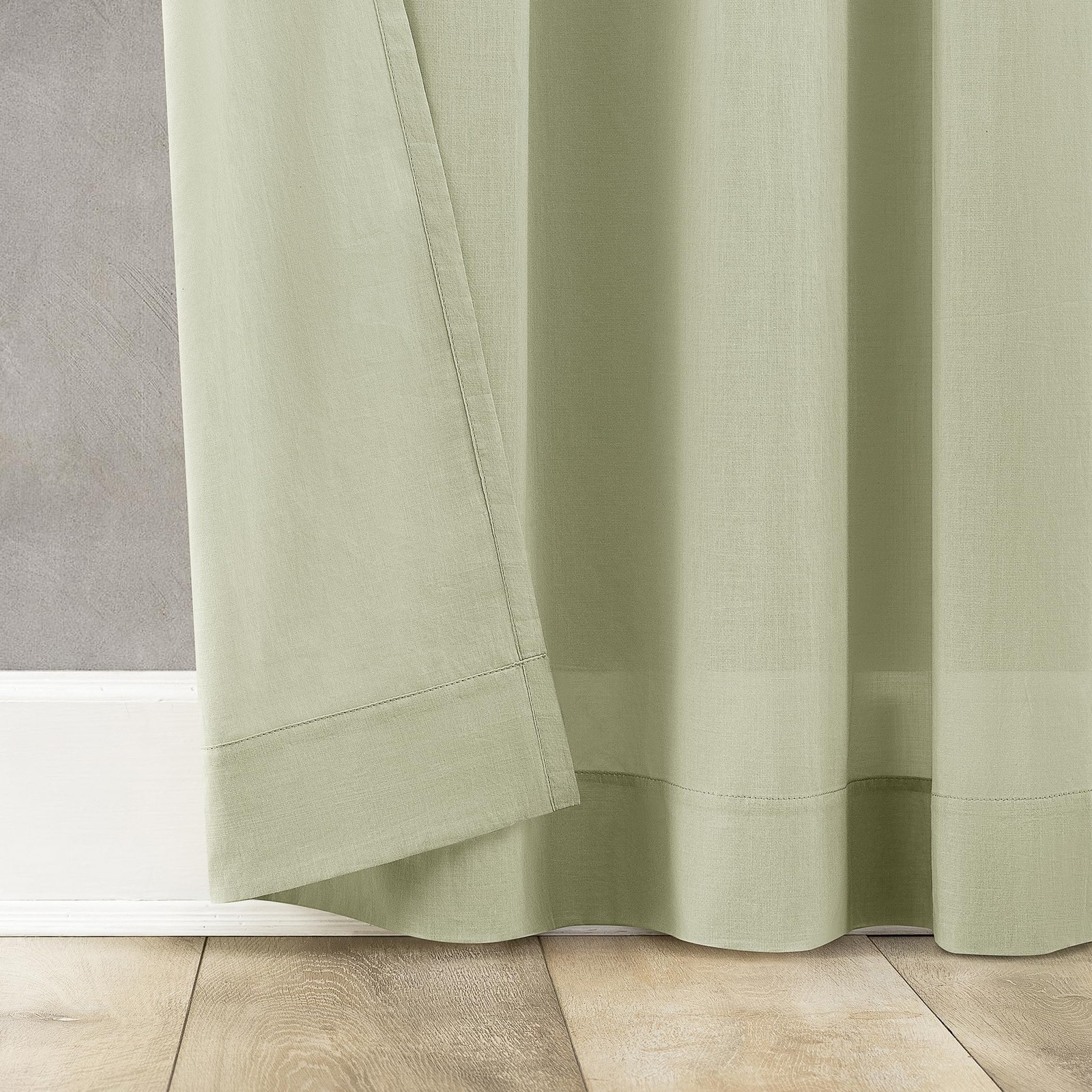 Moss Green Cotton Sheer Curtain 50 x 63 Light Filtering Panel for Home Decor