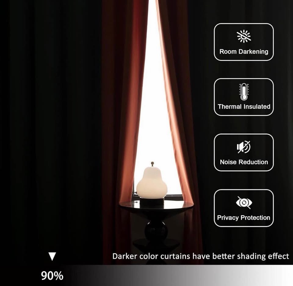 OYRING Blackout Pinch Pleat Curtains Green & Orange 42×96 Set of 2 New