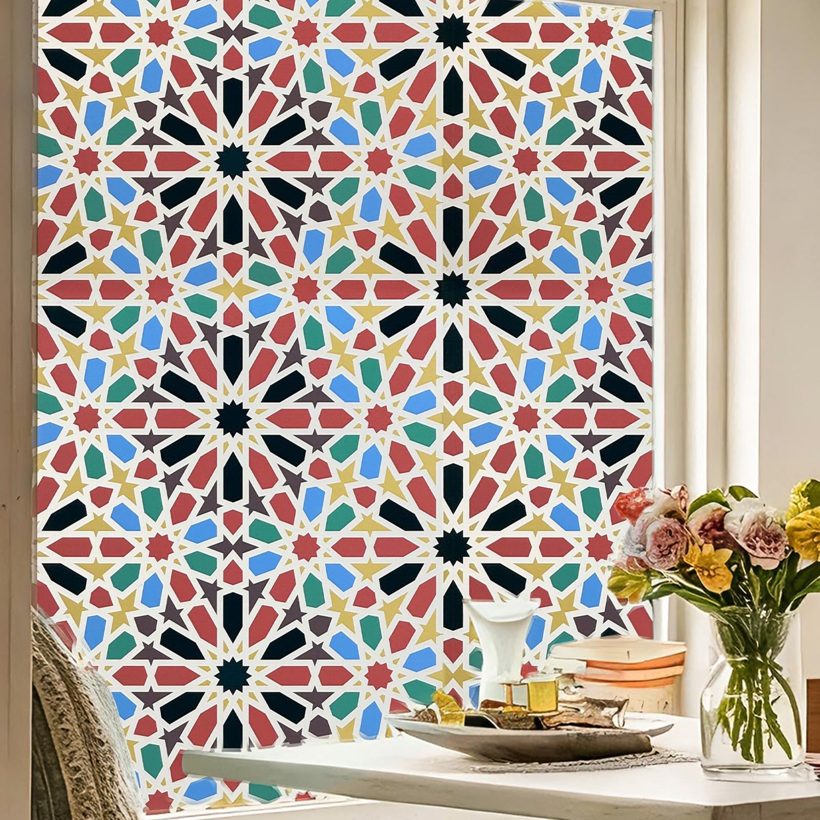 ADD.HERES Window Stickers, Stained Glass Window Privacy Film, UV Blocking Sta…