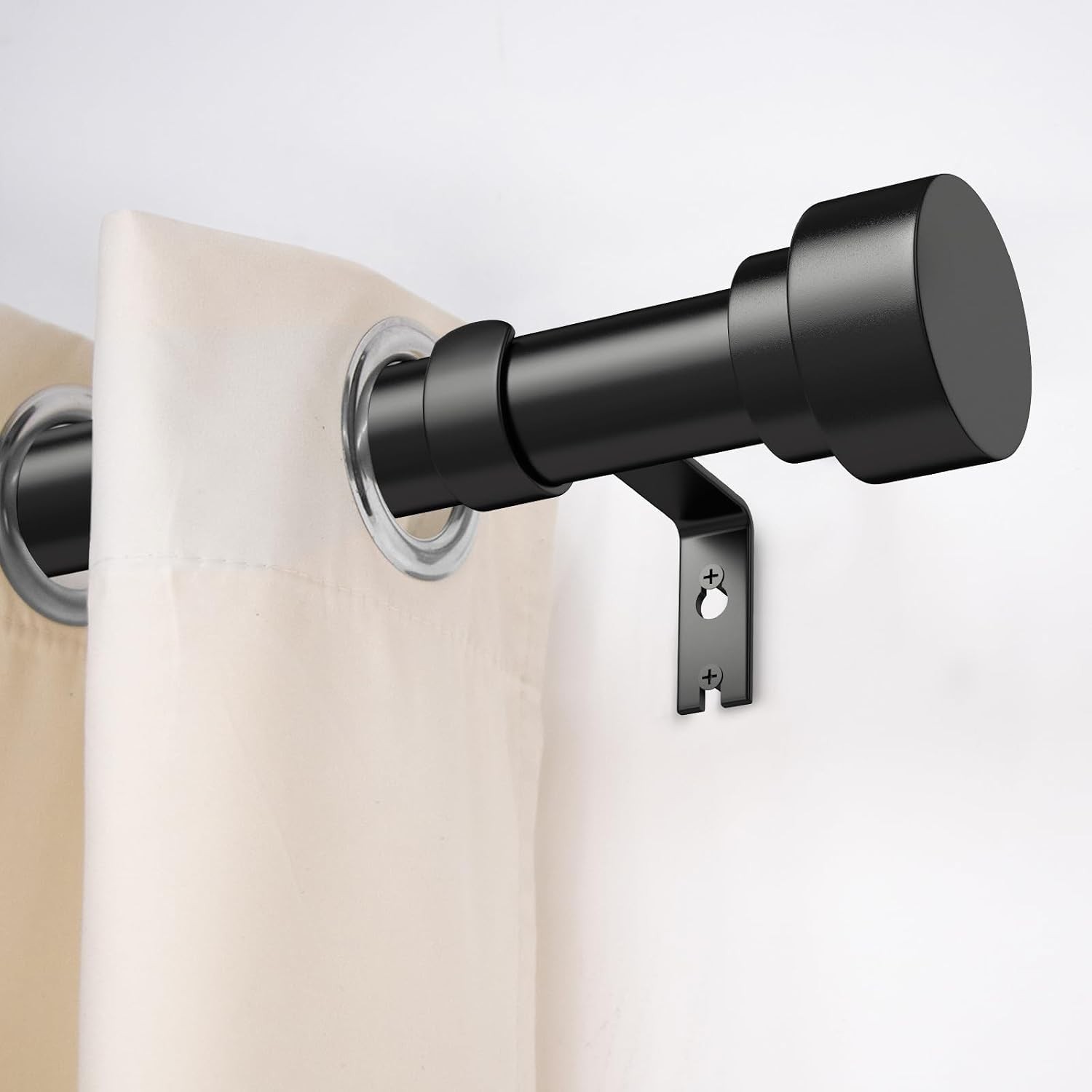 Black Curtain Rods for Windows 32 to 120 Inch (2.6-10 Feet), 1 Inch Diameter