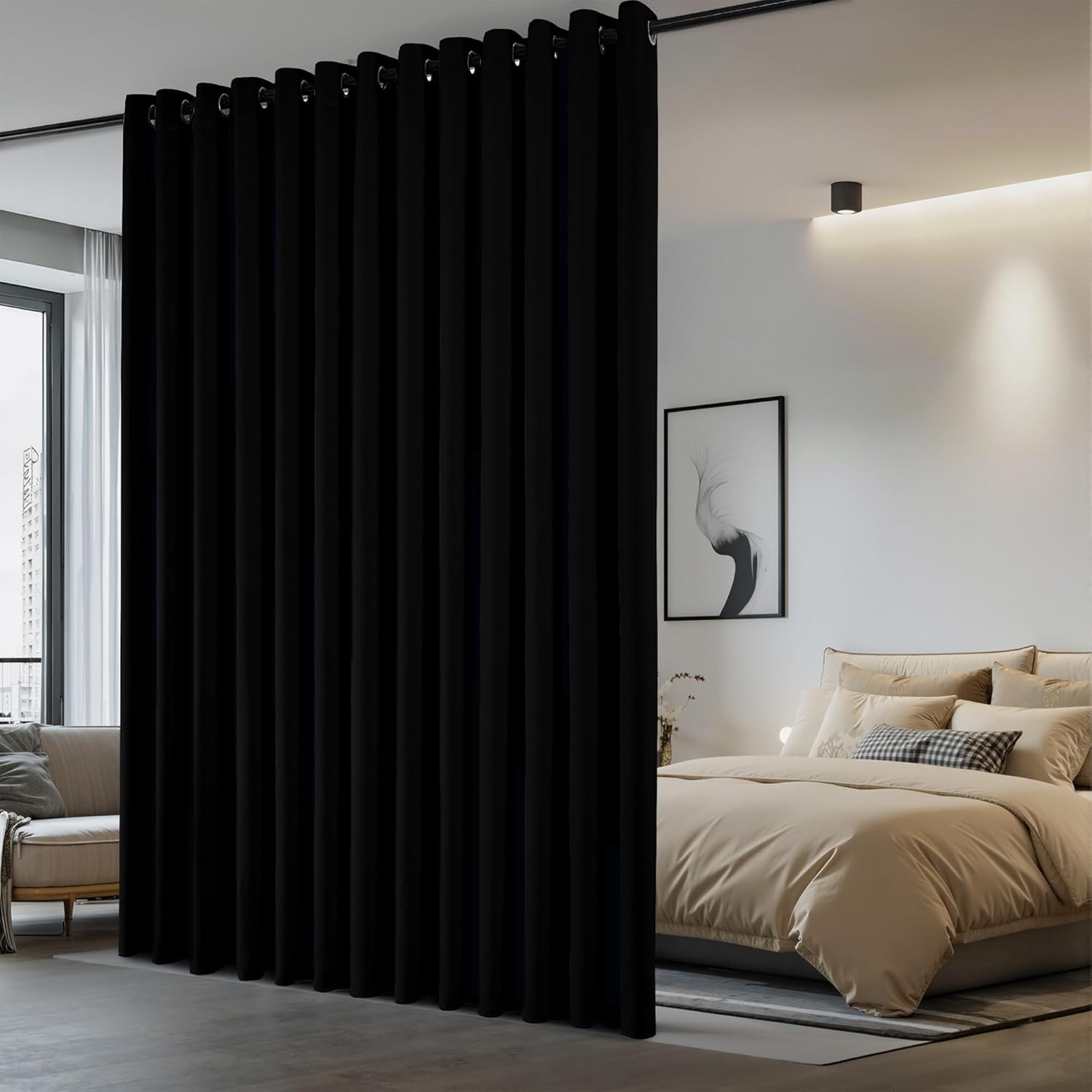 Blackout Soundproof Room Divider Curtain for Doorway/Window/Sliding Door, 7x8ft