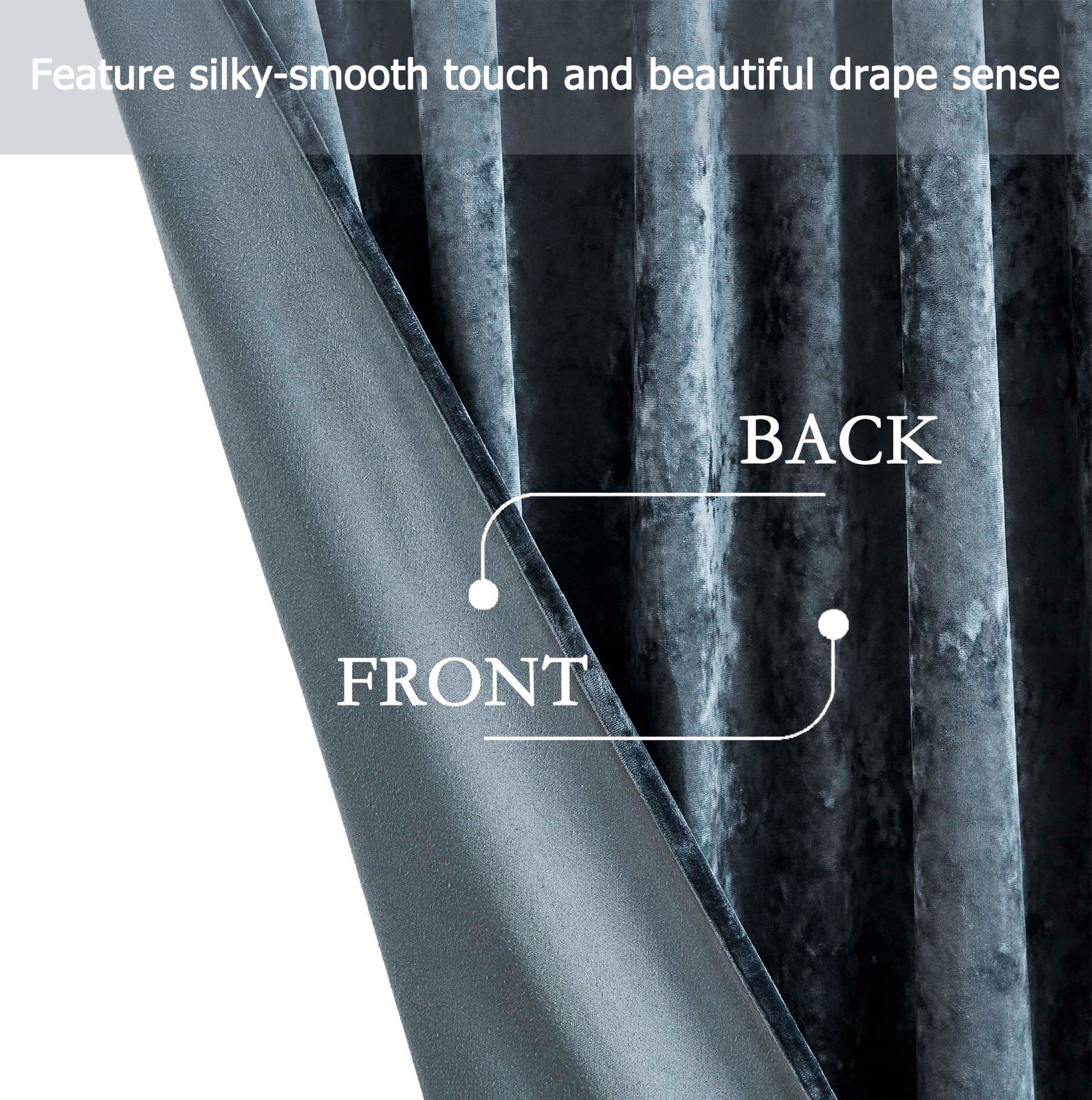 Chezmoi Collection Lux Velvet Curtains Set Rod Pocket Drapes, Set of 2 Panels