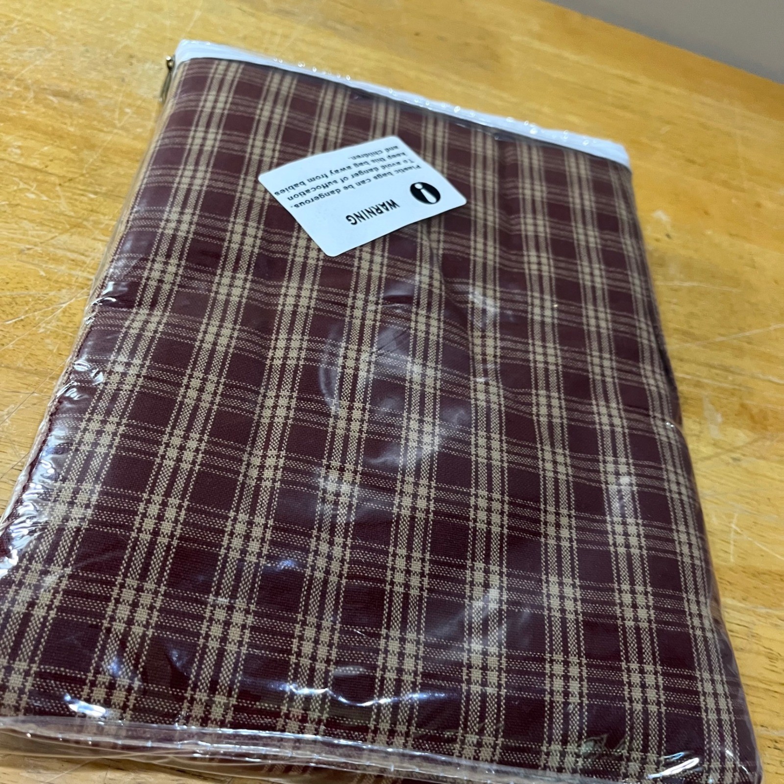 Park Designs Sturbridge Wine Plaid Gathered Swag Curtains 72×63 Primitive Farm