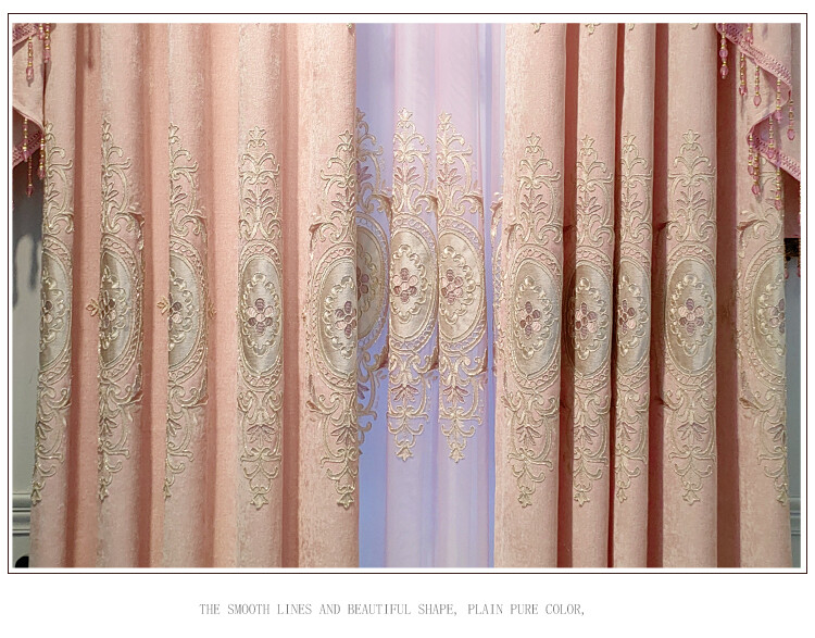 princess room pink Chenille embroidered thick cloth curtain valance drape C1594