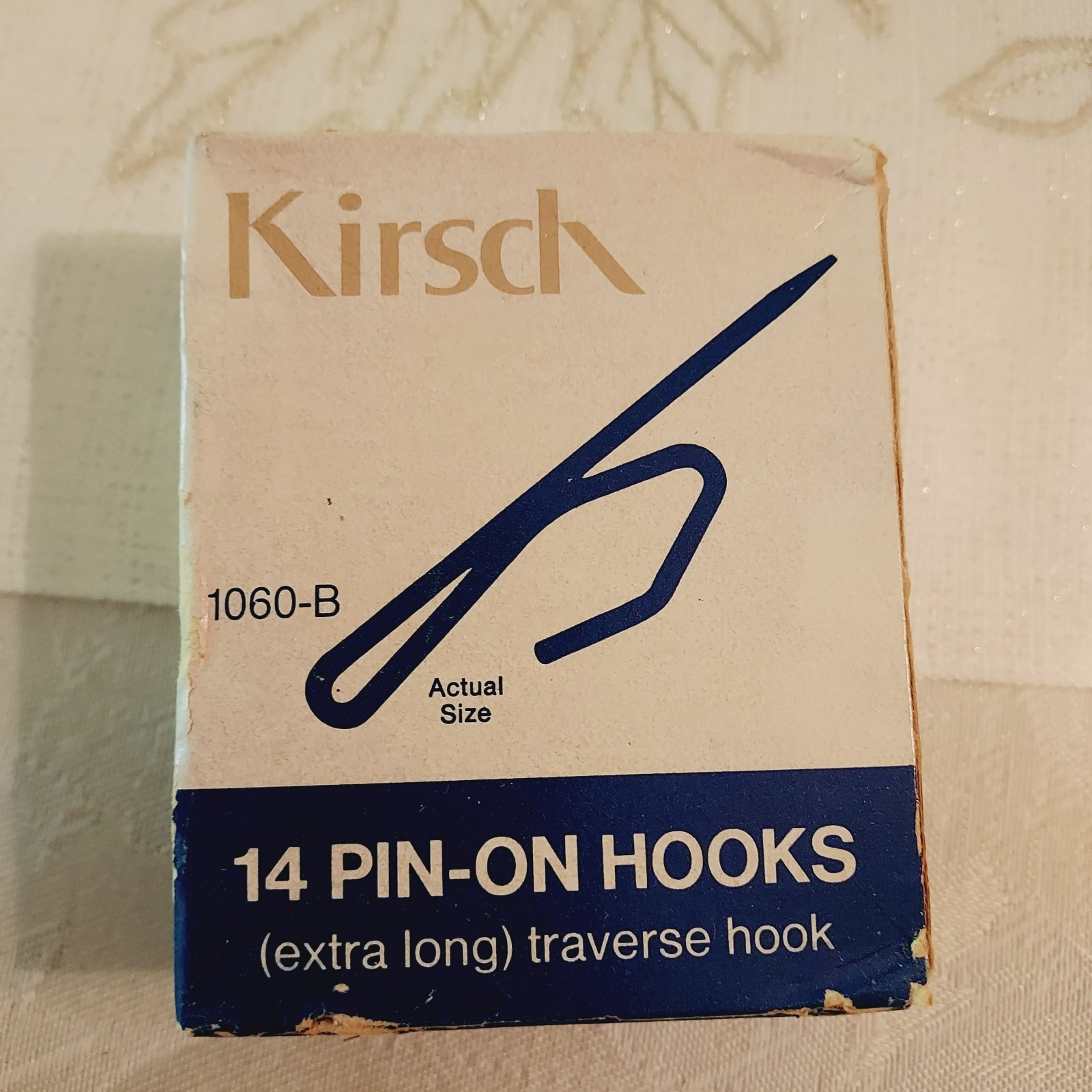 Vintage Kirsch 1060-B 14 Pin-On Hooks Extra Long Traverse Hook Silver Color