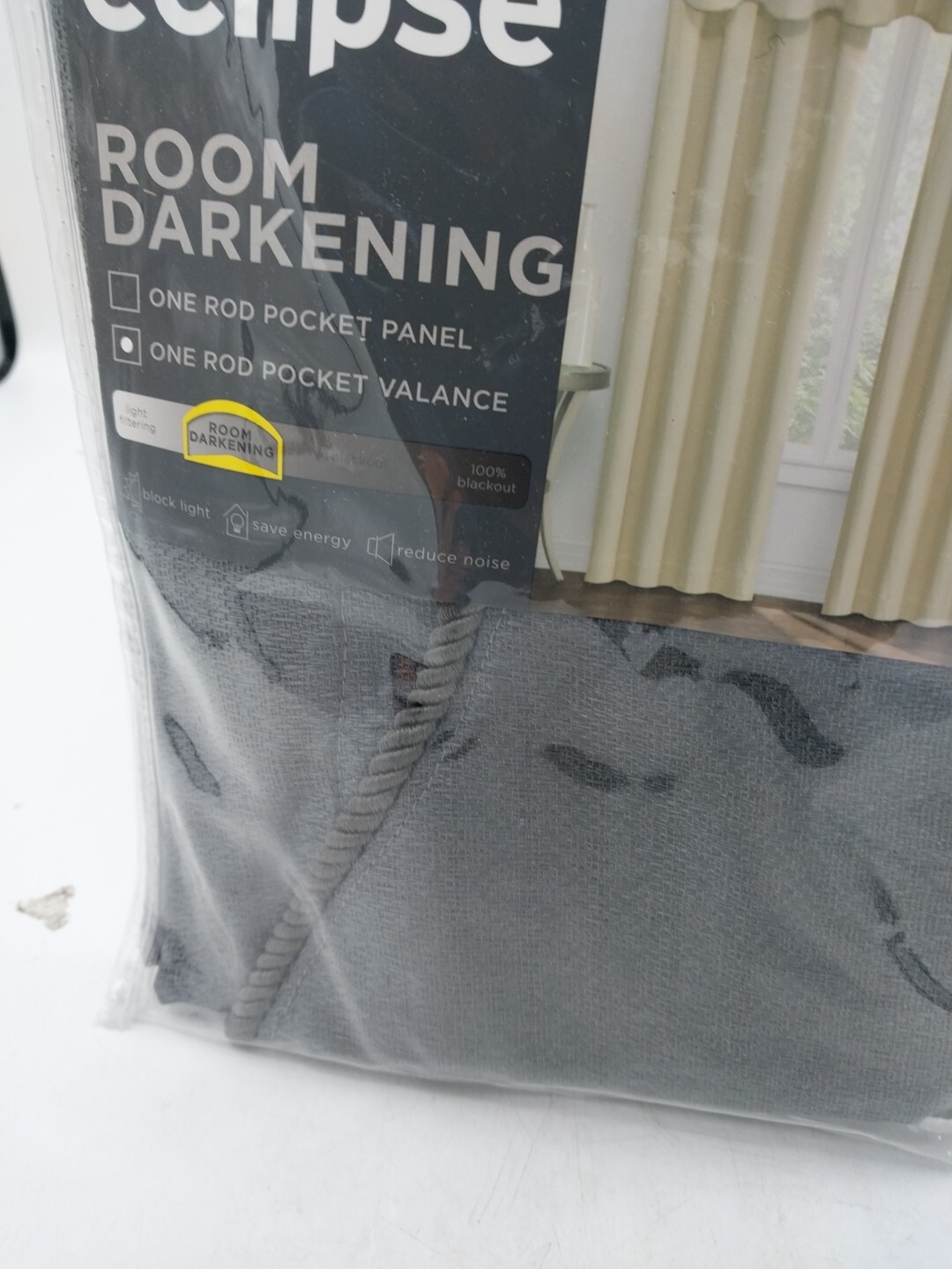 Eclipse One Rod Pocket Valance Canova Charcoal 42in x 21 in L