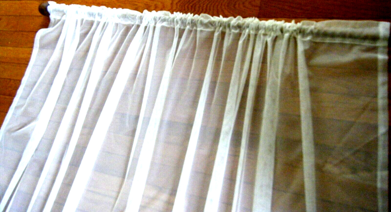 Vtg Lace window Curtain/Valences blended cotton floral border poly net 50″x8o”