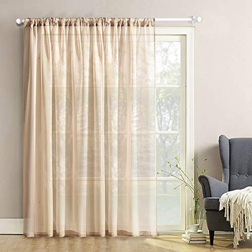 Sheer Curtains Extra Wide Beige Sheers Patio 37″W x 84″L (Pack of 1) *Beige