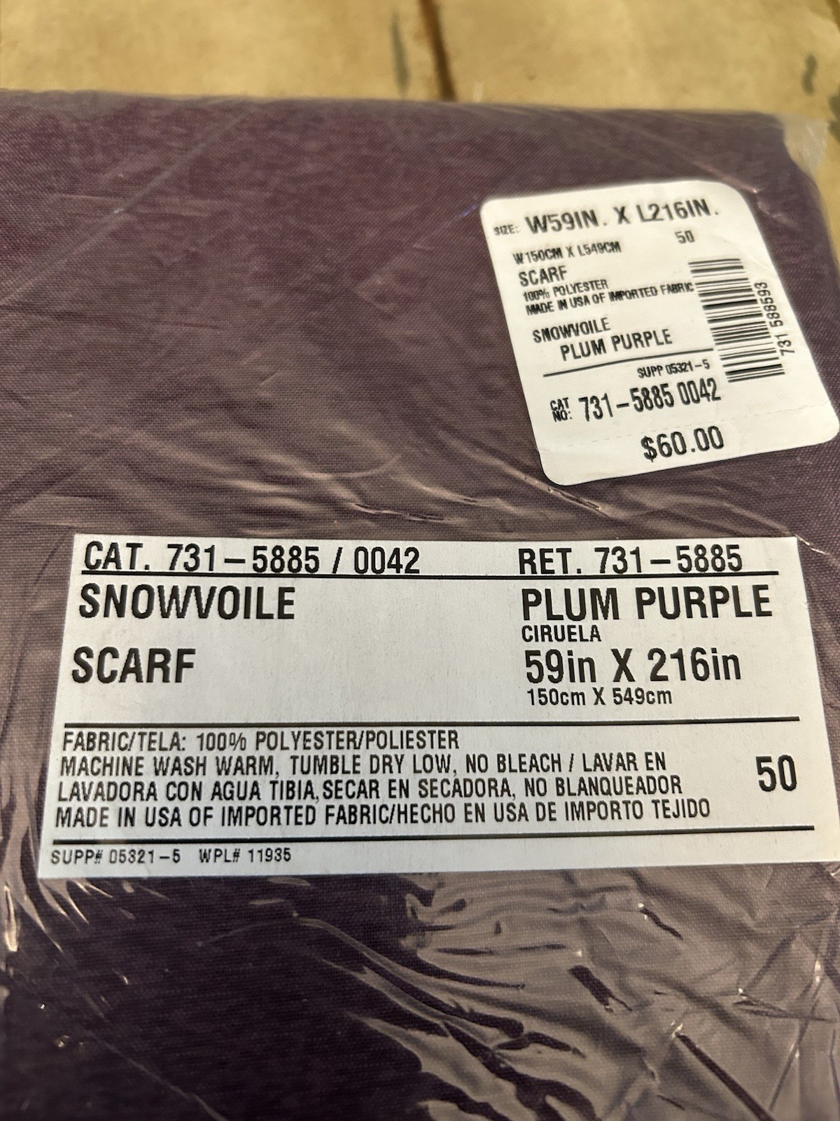 2 JCPENNY home collection Snowvoile scarf plum purple window valances 59 X 216