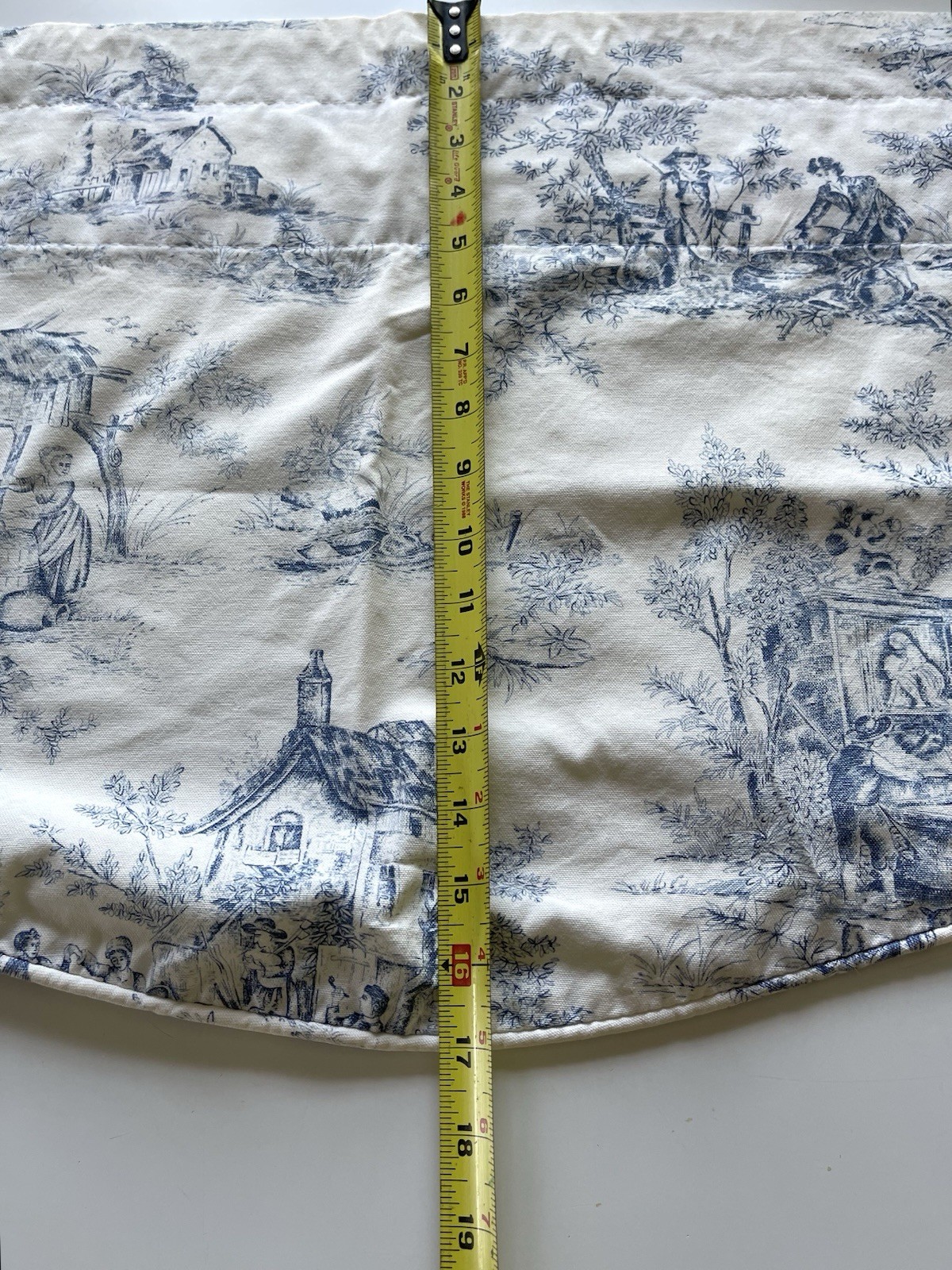 Set Of 2 Country Curtains Blue on Cream Toile Scalloped Valances 51″ X 17″