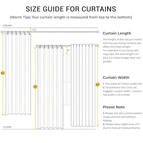 Thermal Sliding Door Curtains 100% Blackout 50″W x 96″L (Pack of 1) Beige