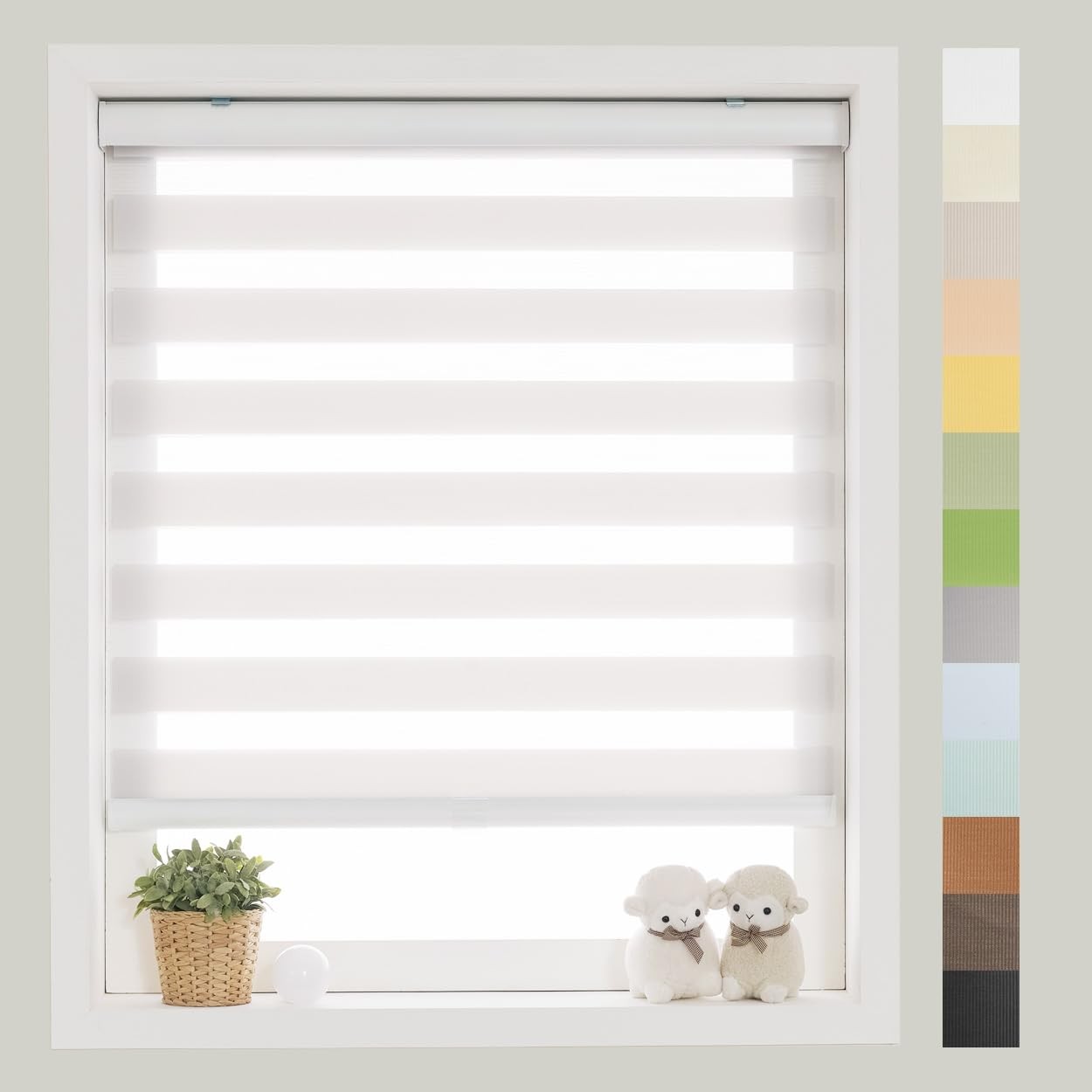 Foiresoft Custom Zebra Horizontal Blind Basic Grey W 33 In X H 48 In Day And