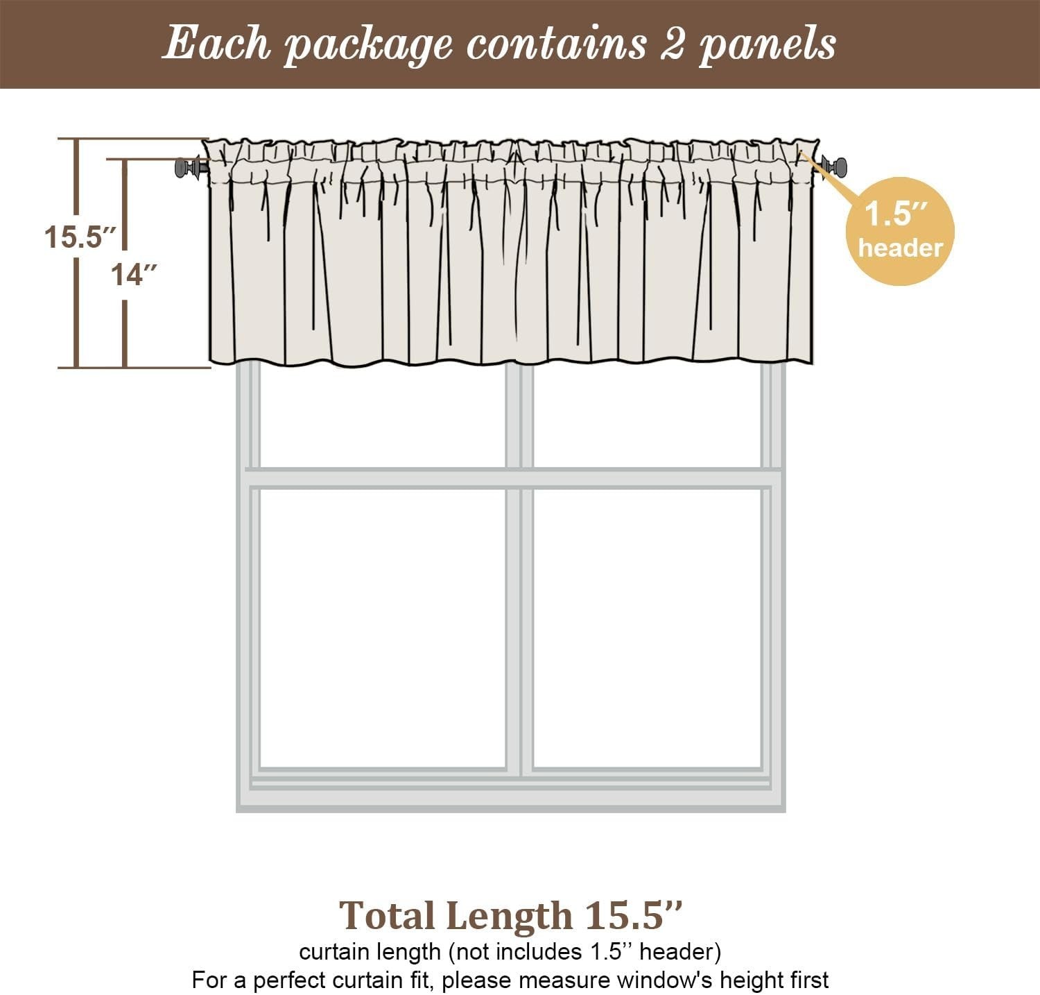 Sheer Valances for Windows 2 Pack, Small 42″W x 14″L (Pack of 2) Sky Blue