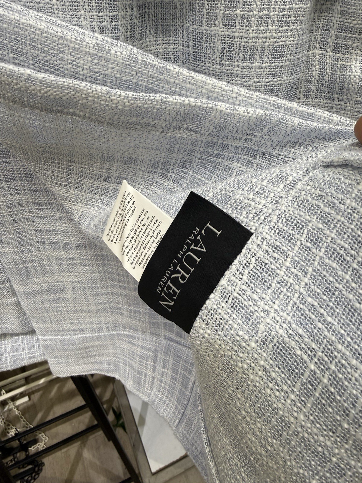 Ralph Lauren Chambray Light Blue 2 Back Tab Rod Pocket Panels 96” Poly ~New~