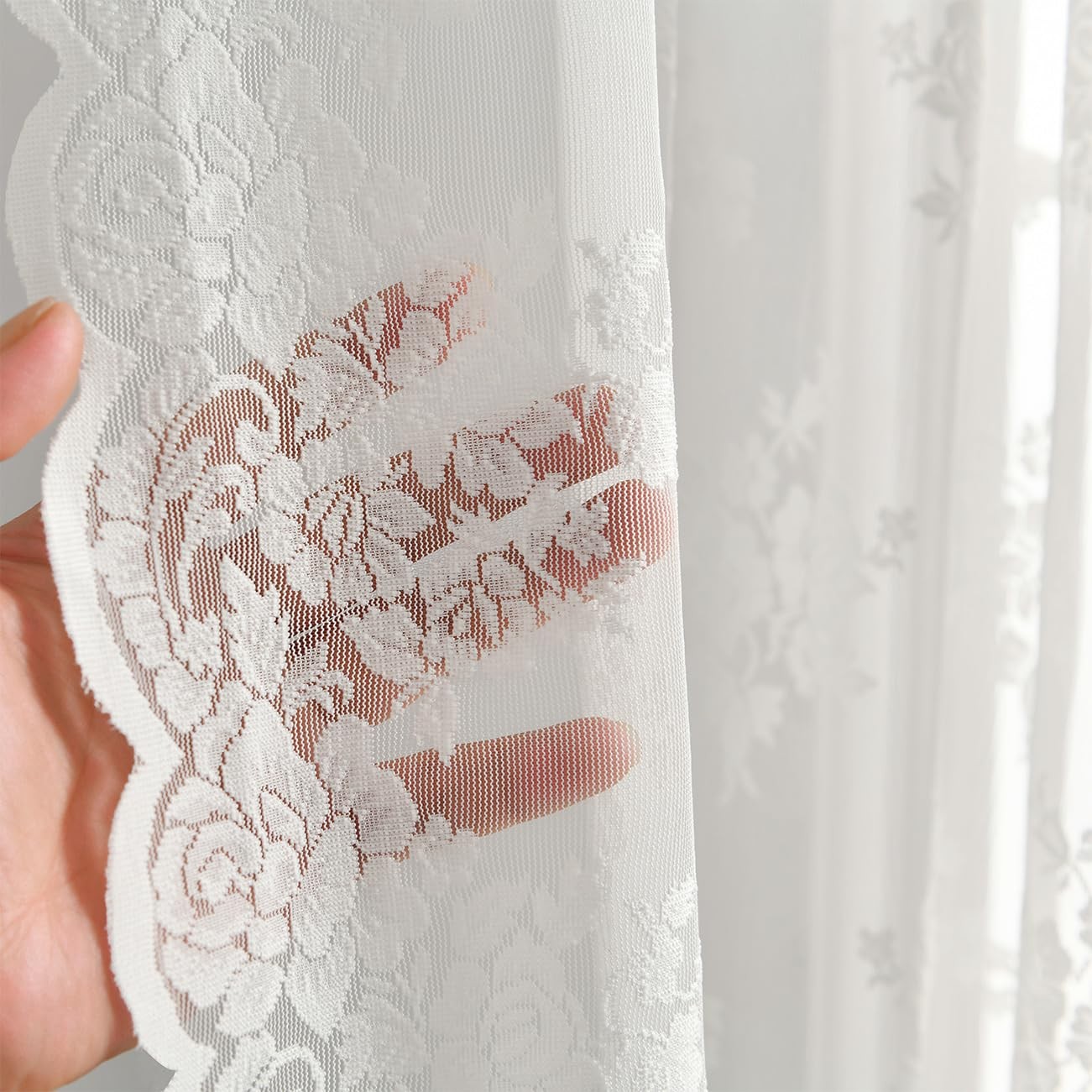 Kotile Ivory Lace Curtains 72 Inches Long 2 42″W x 72″L (Pack of 2),