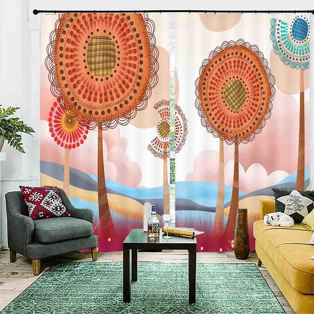 Orange Screening Plot 3D Curtain Blockout Photo Printing Curtains Drape Fabric
