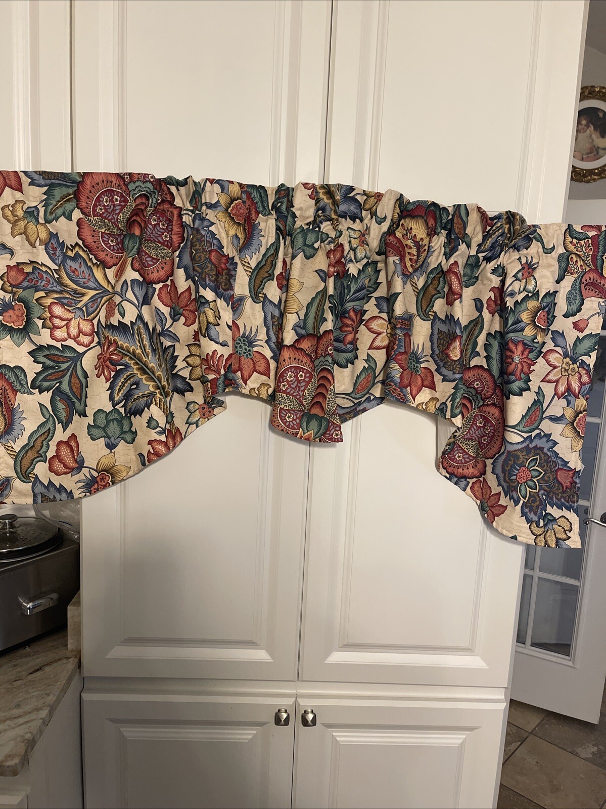 2-Waverly Greenfield Village Scalloped Swag Window Valance Jacobean Lined 74x 24