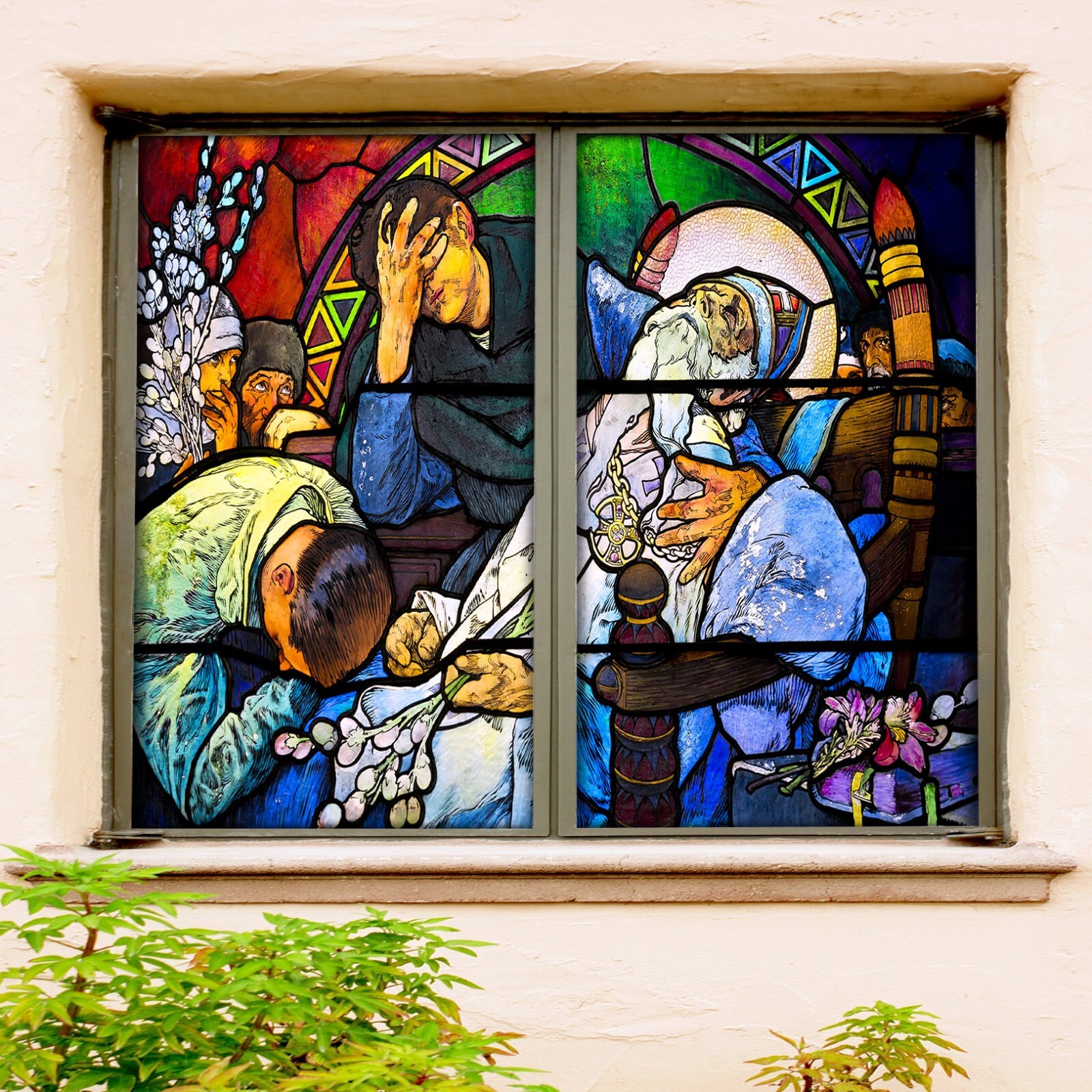 3D Elder A315 Window Film Print Sticker Cling Stained Glass UV Sinsin