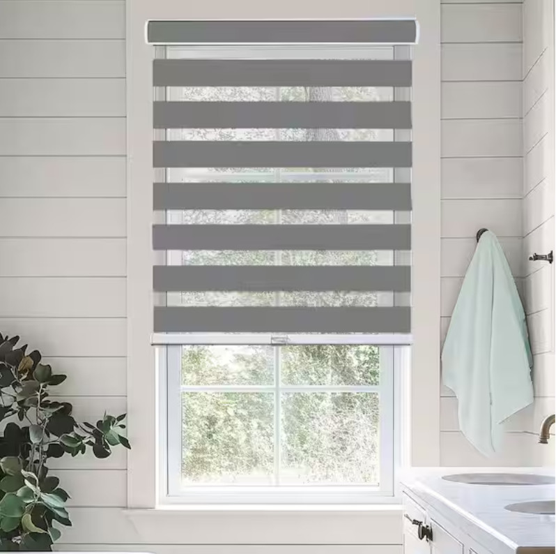 Chicology Cordless Zebra Shade Dual Layer Polyester Slate 35″ W x 72″ L