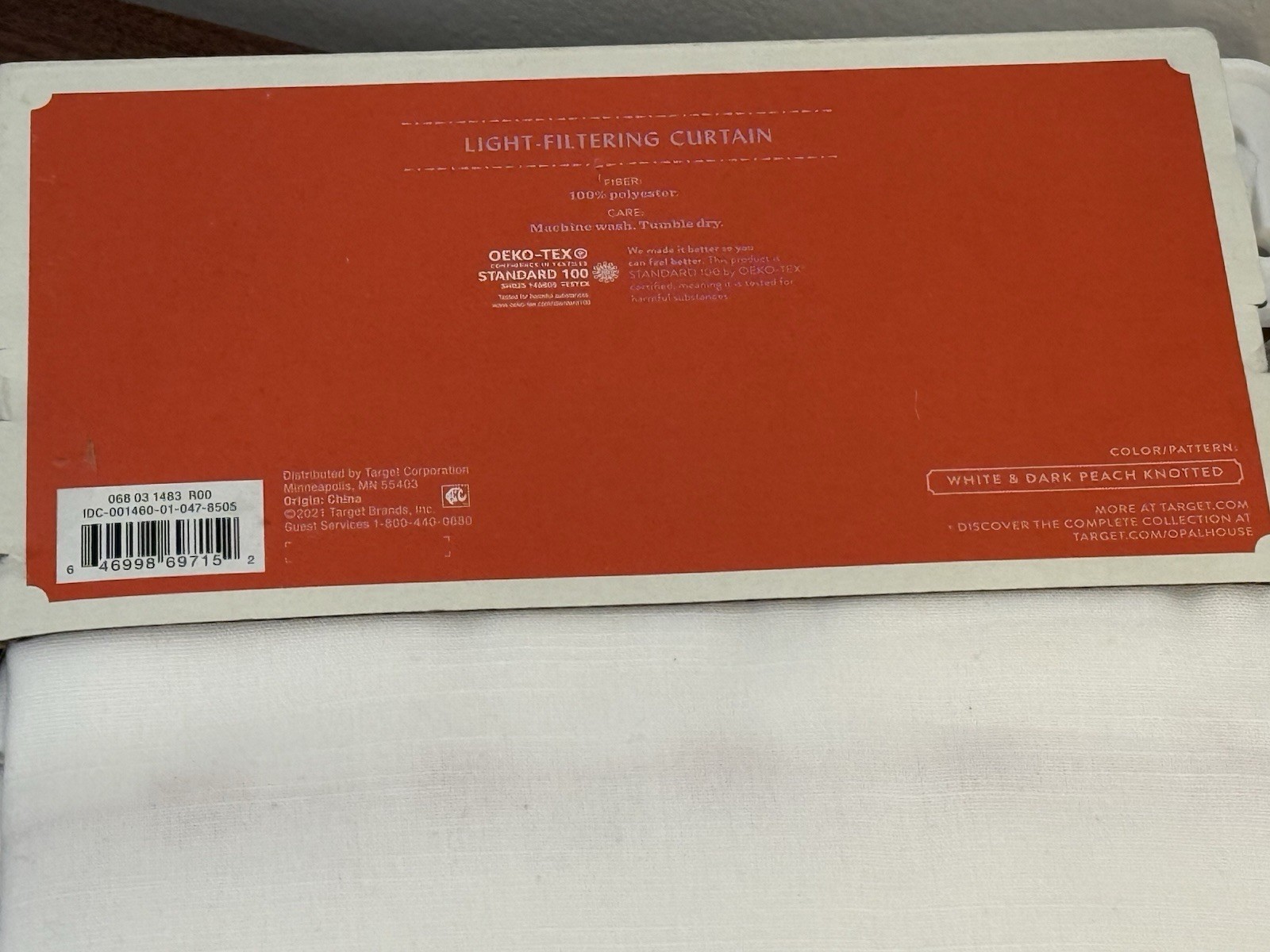 Target Opal House Light Filtering Curtain Panel 54 X 95 White & Dark Peach
