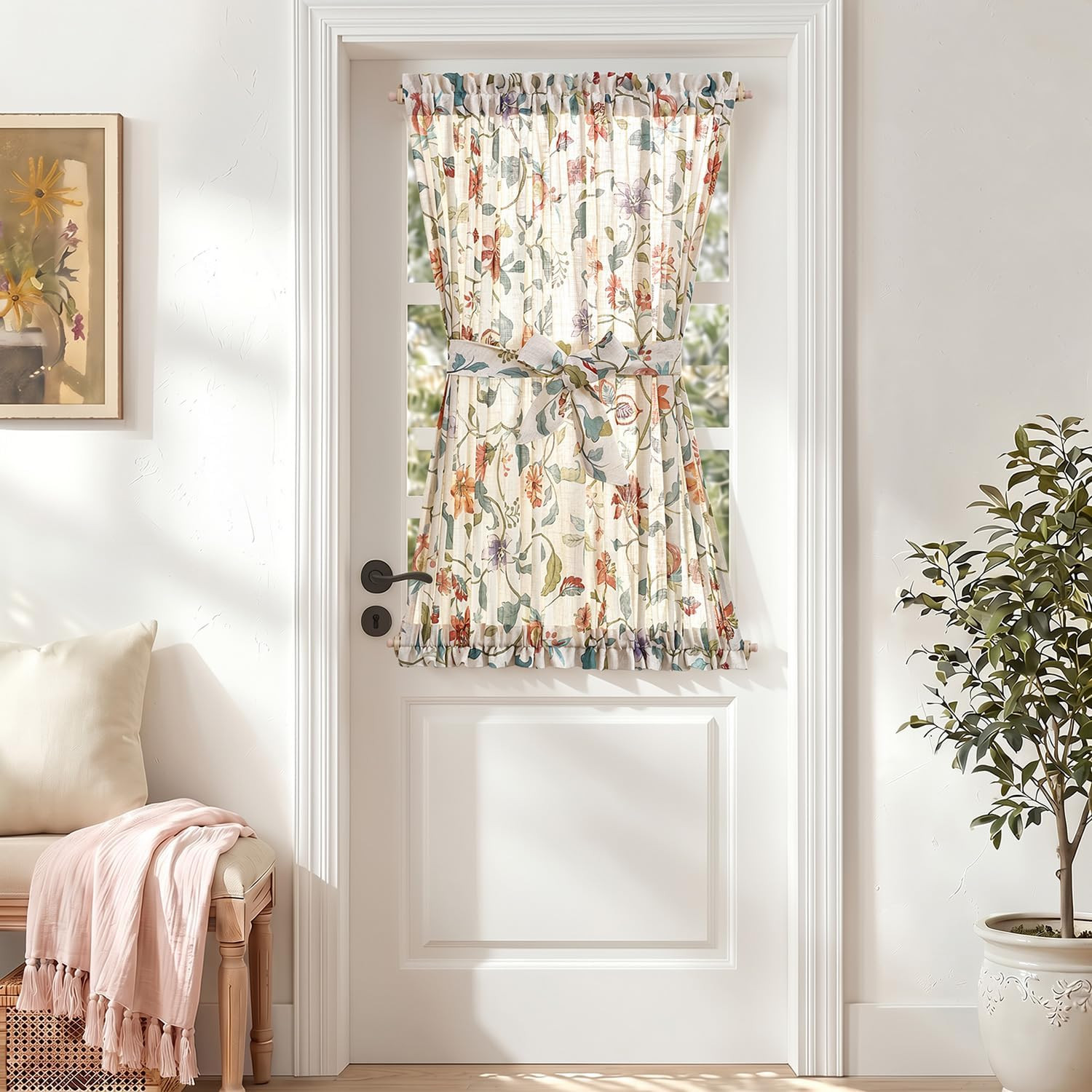 jinchan Hattie Floral French Door Curtain 40 Inch Length Vintage Cottage Core Fa