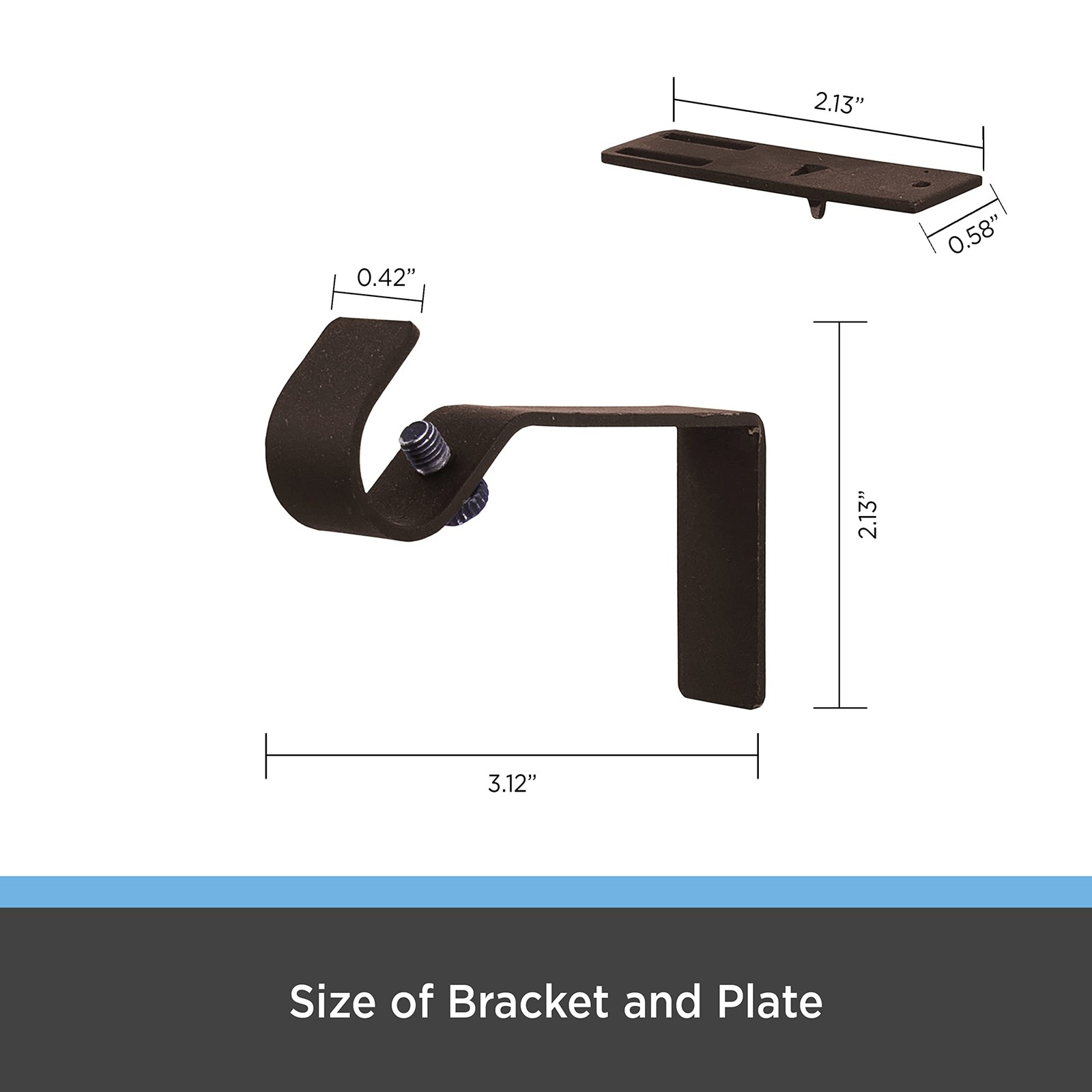 2 PCS Fast Fit Curtain Rod Bracket Fits 1/2 5/8 Inch Oil Rubbed Bronze Metal