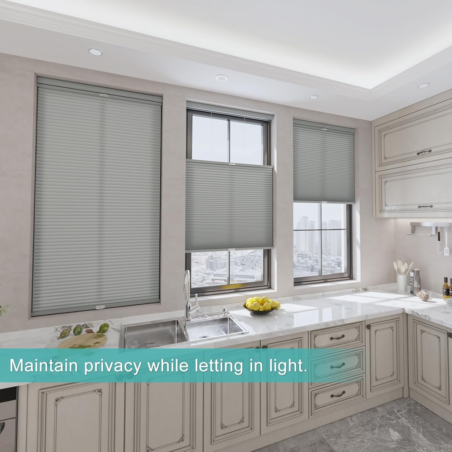 CUSTOM 38mm Blackout No Drill No Tools Cordless Cellular Shade Honeycombs Blind