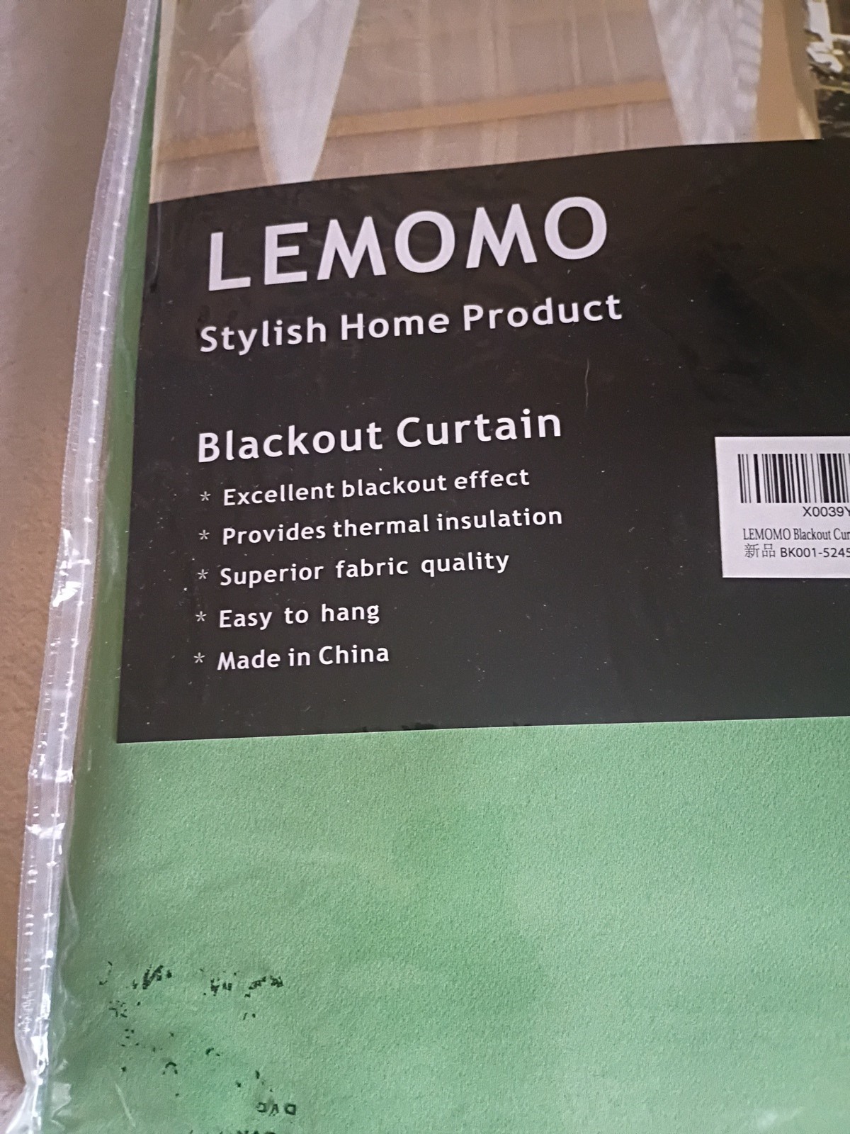 Lemomo 52×45″ Blackout Curtains 2 Panels Green