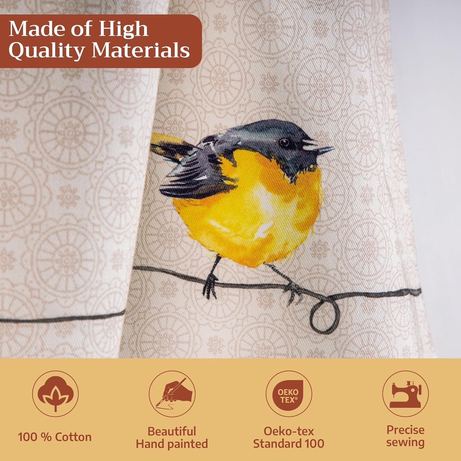 Kitchen Curtain Set for Windows 100% Cotton Set of Kitchen Curtain Valance fo…