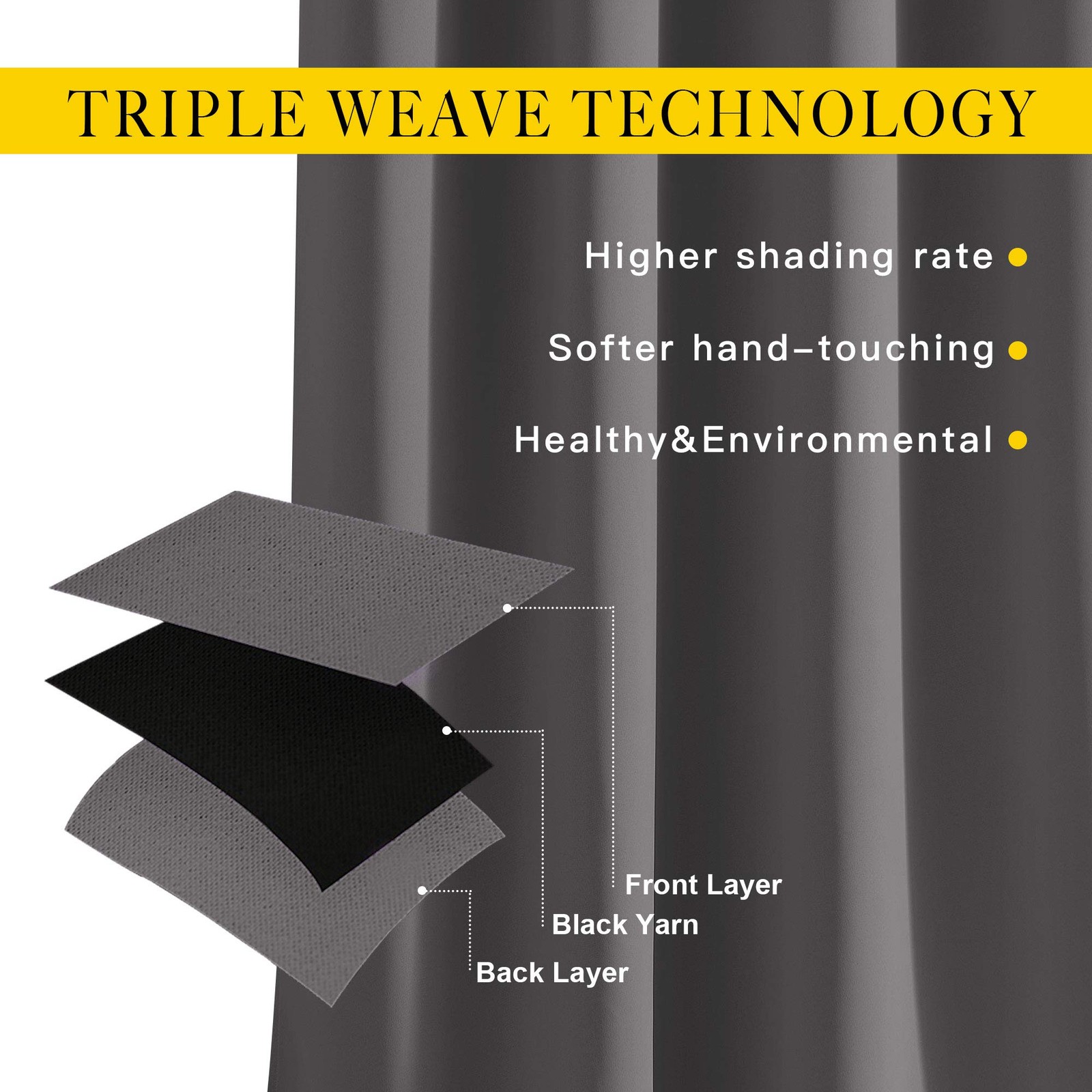 NICETOWN 84″ Gray Blackout Curtains 2 Panels 52×84