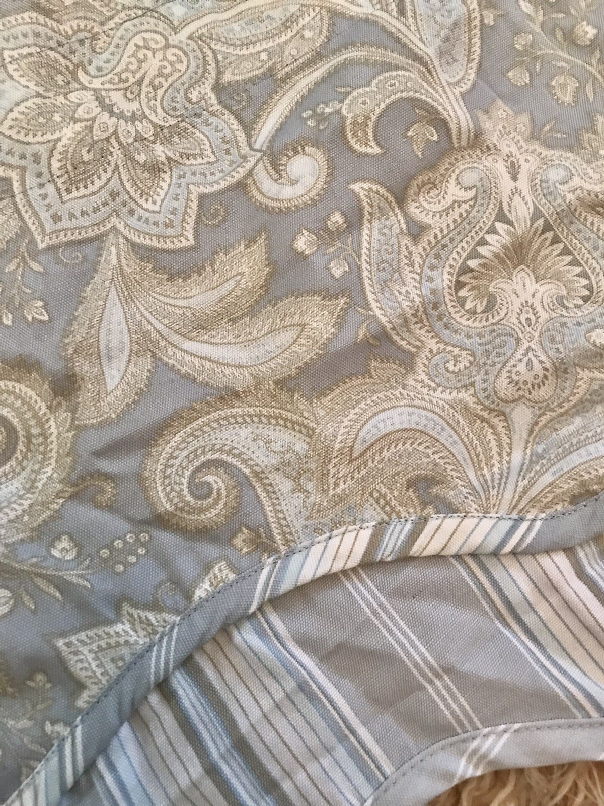 Waverly Home FLORAL MEDALLION Yellow Blue Gray Valance 49”x17” (1) Wavy