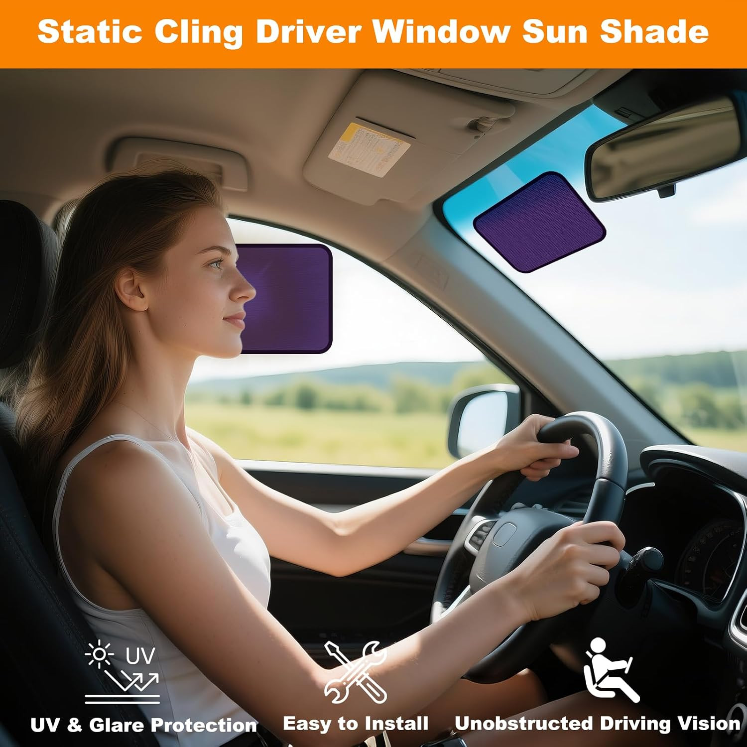 Small Cling Car Window Shades for Windshield & Side Windows – Universal Fit (9.8