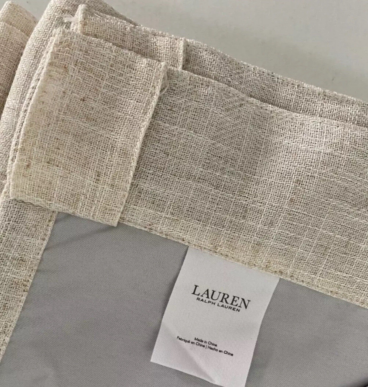 Ralph Lauren Window Curtains 2 Panels Blackout 52 x 84 Linen Herringbone Natural