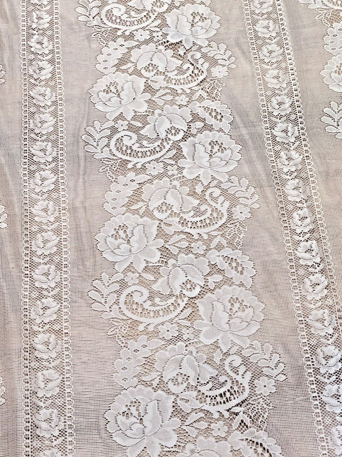 Curtain Lace Panel White Floral Polyester 1″ Pocket Rod 60″ Wide x 82″ Length
