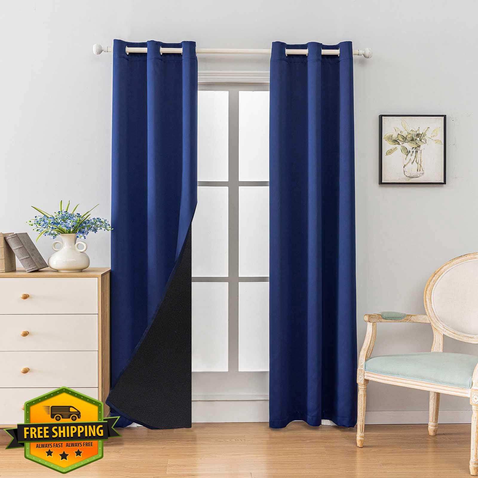 Anytime Navy Blue 37W x 84L Blackout Curtains 2pk