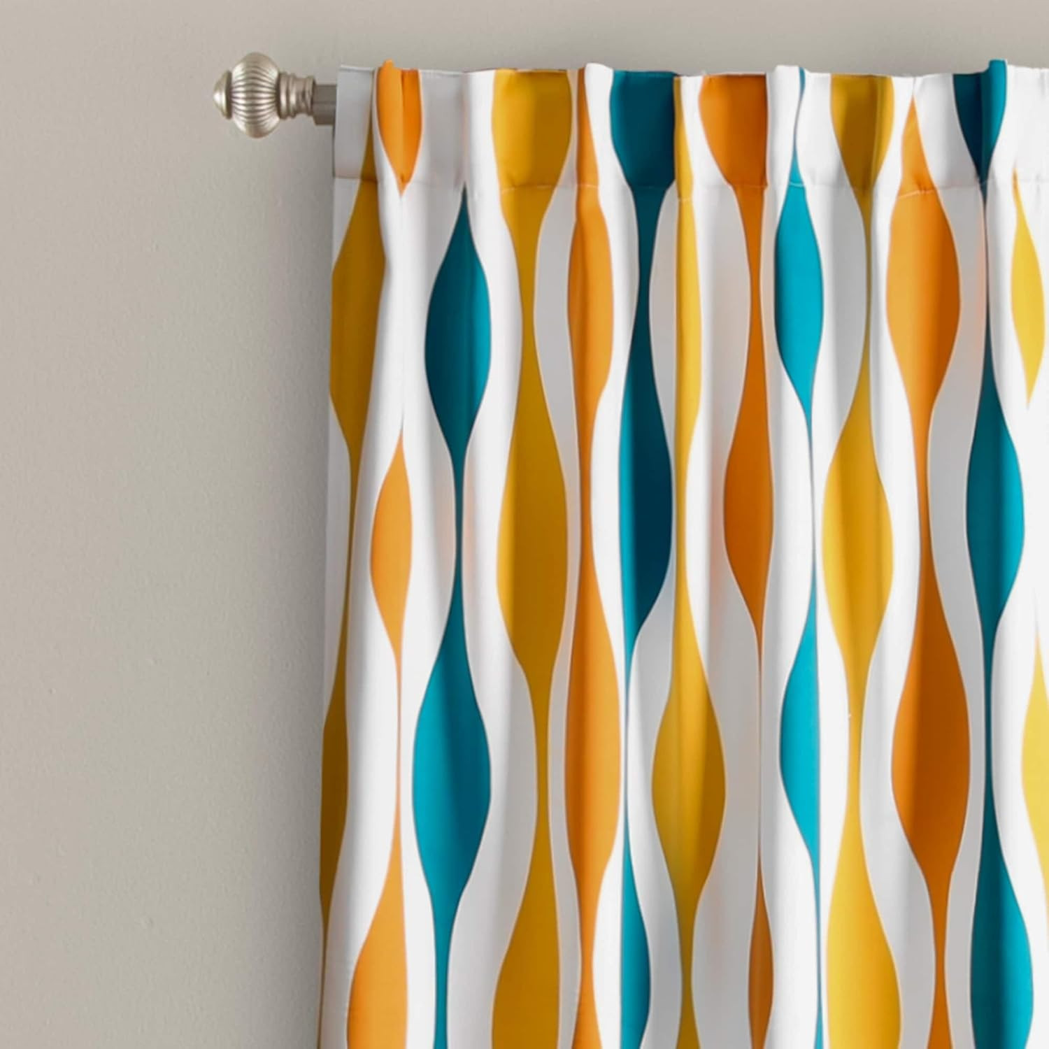 Lush Decor Mid Century Geo Curtain Panels 52×84 Pair Turquoise Orange