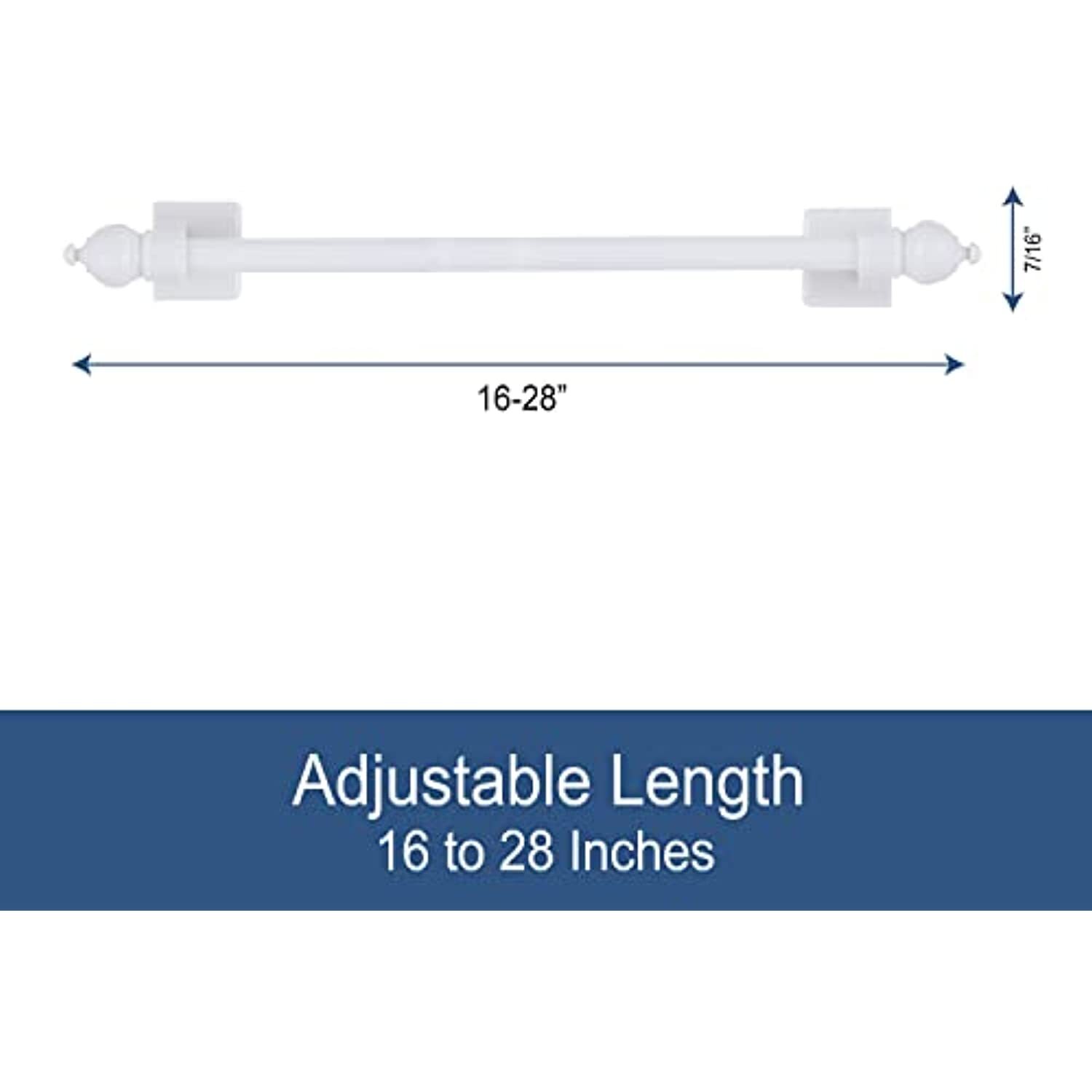 Kenney 7/16″ Multi-Use Adjustable Petite Cafe Magnetic Rod, 16-28″, White