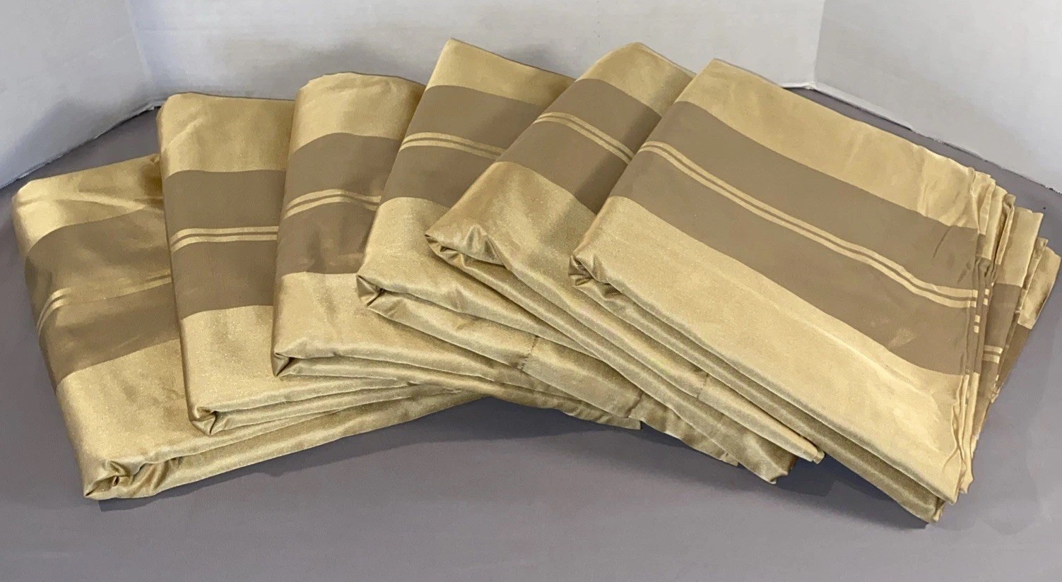 6 Panels Restoration Hardware Gold 100% INDIA SILK Curtains Drapes 51X84” Lined
