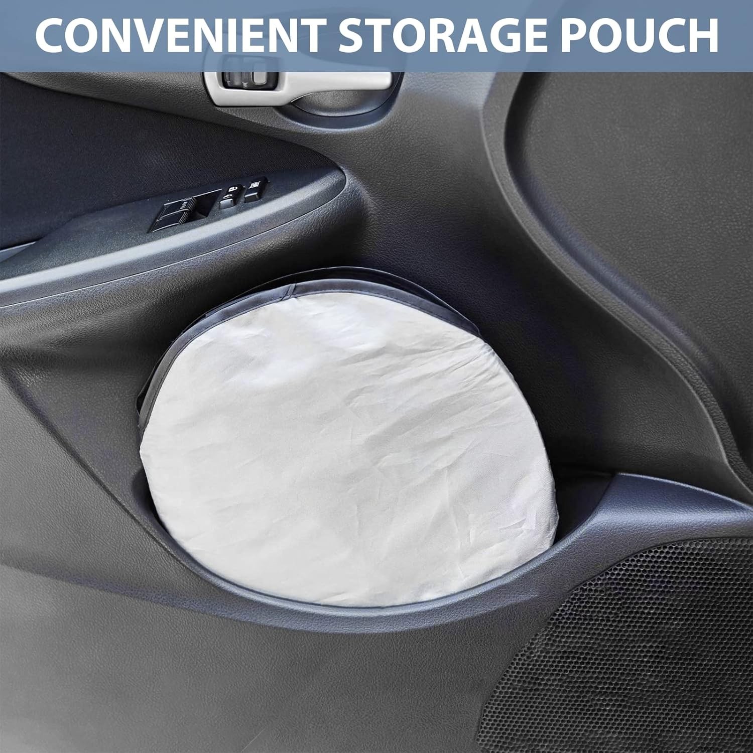 Windshield Sun Shade with Storage Pouch for Suvs, Durable 190T Polyester Sun Shi