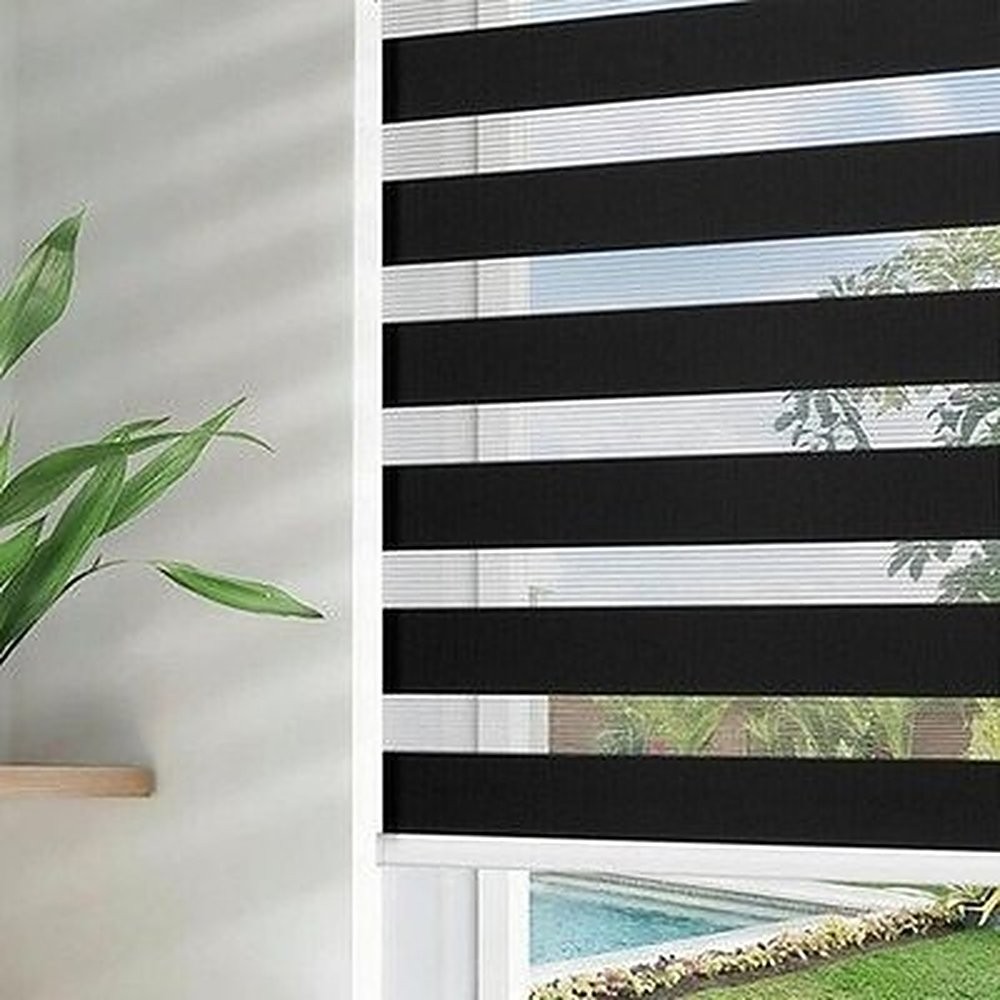 Joydeco Cordless Zebra Blinds for Windows, Dual Layer Free-Stop Zebra #R03