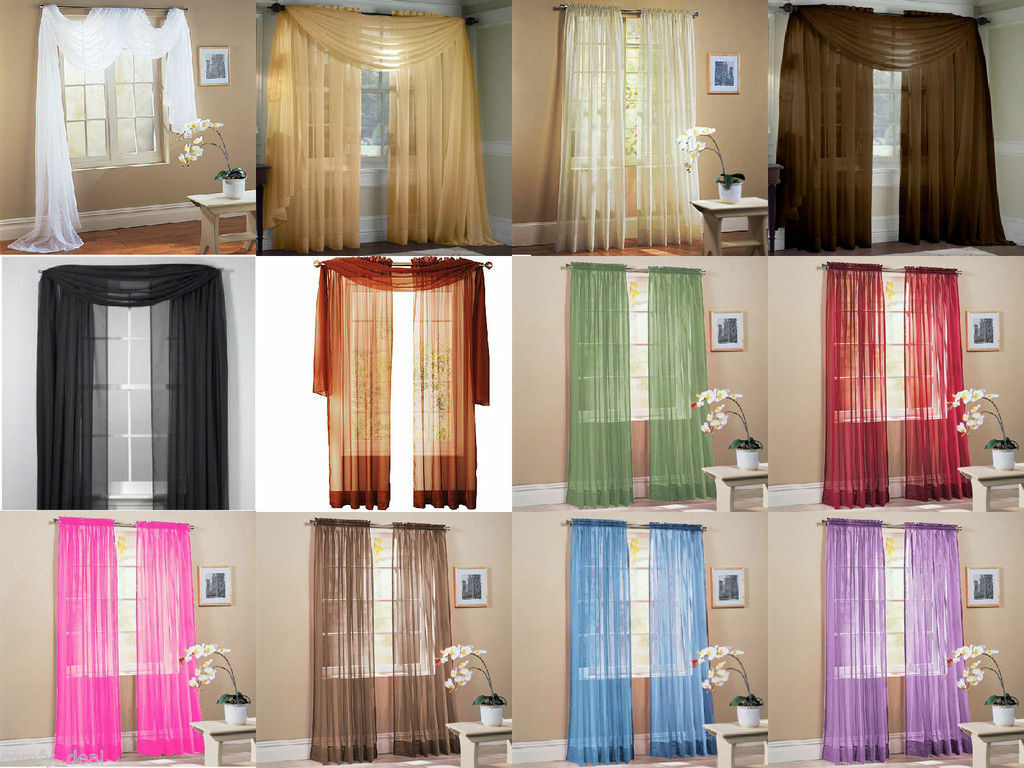 Sheer Voile Window Curtains/Drape/Panel/treatment or Scarf Assorted Solid Color