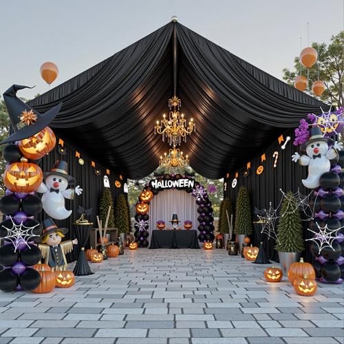 10ftx40ft Ceiling Curtain for Wedding Parties – 60″W x 480″L (Pack of 2) Black