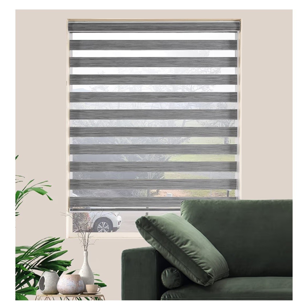 Zebra Roller Shades, Dual Layer Roll Up Blind Grey Max Height 72″ x Width 20″