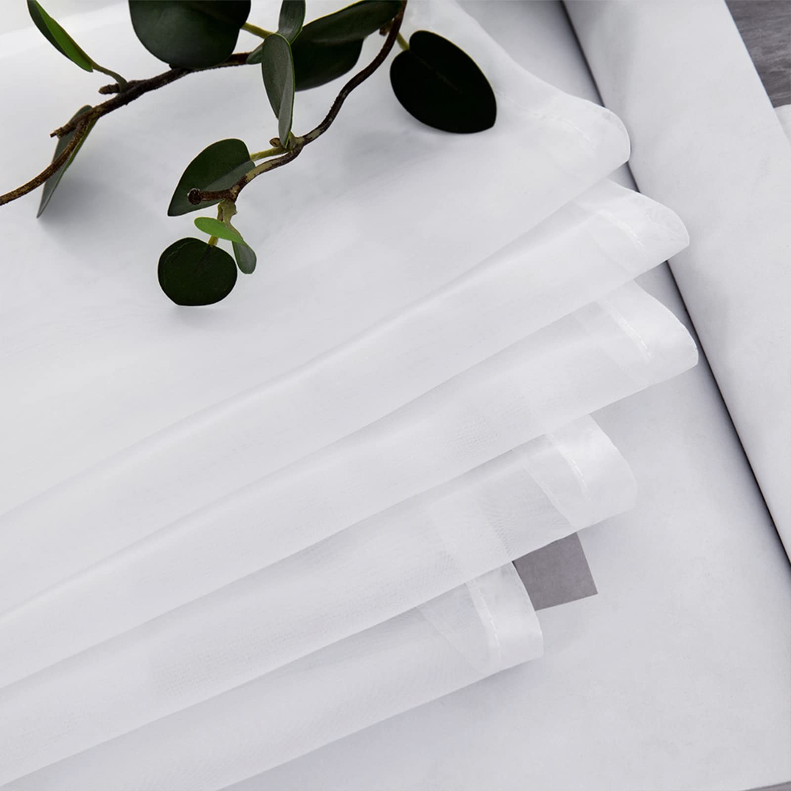 Window Valance Half Sheer Curtains Rod Pocket 60″W x 18″L (Pack of 1) White