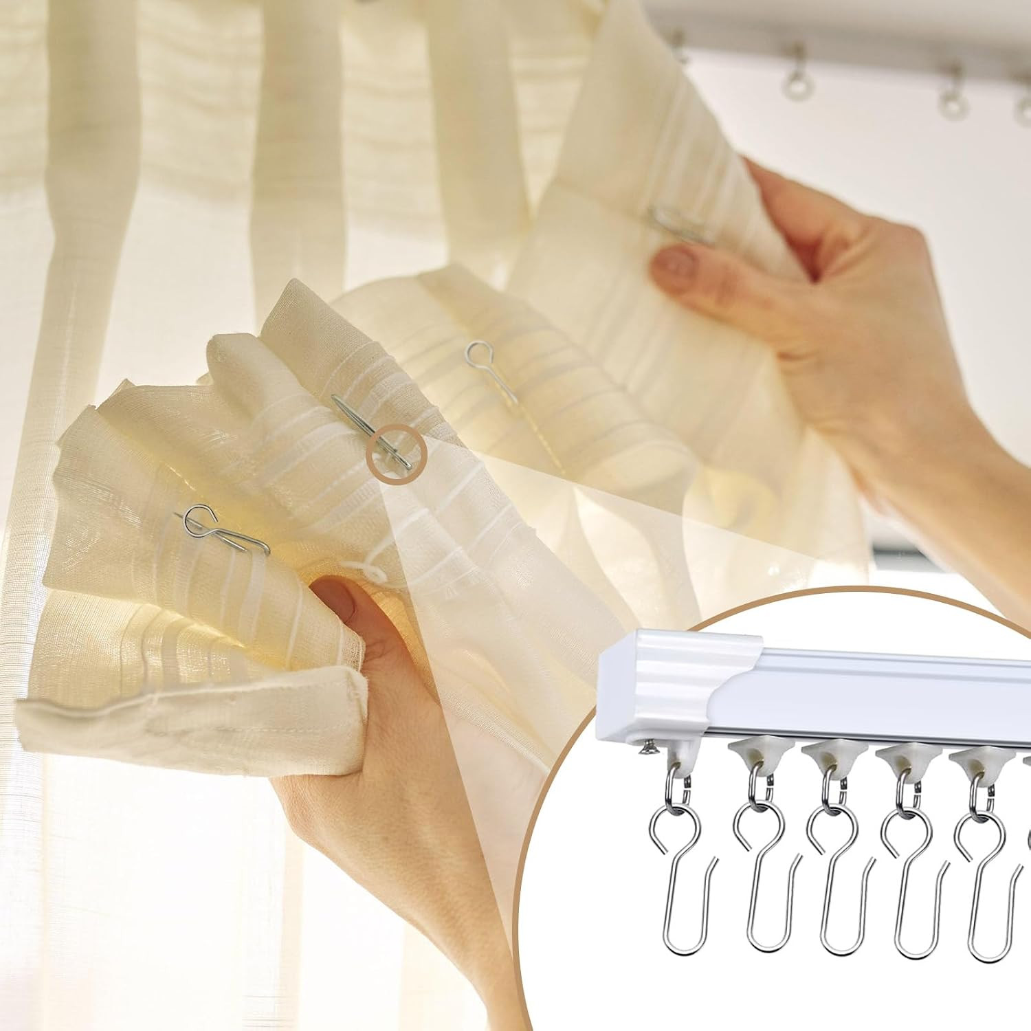 Metal Curtain Track Hooks S Shaped Small Curtain Hook 60Pcs Drapery Hook Pins Cu