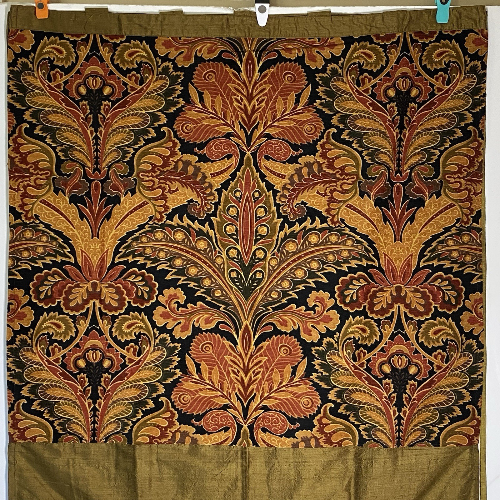 India’s Heritage Curtain Set Green Multi Brocade Silk Tab 41×118 Room Darkening