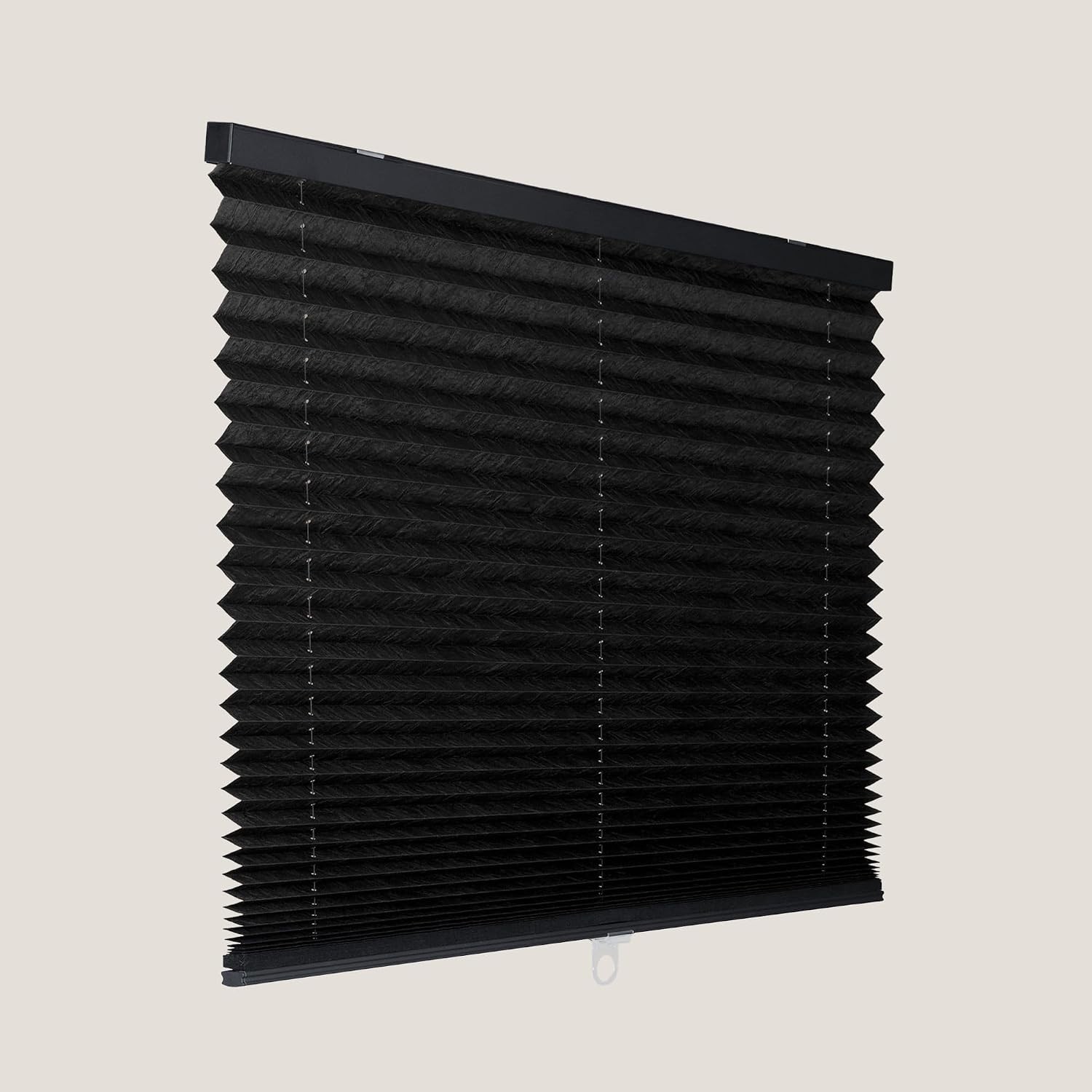 Window Shade 24×72 Cordless Pleated Fabric Light Filtering Black Polyester