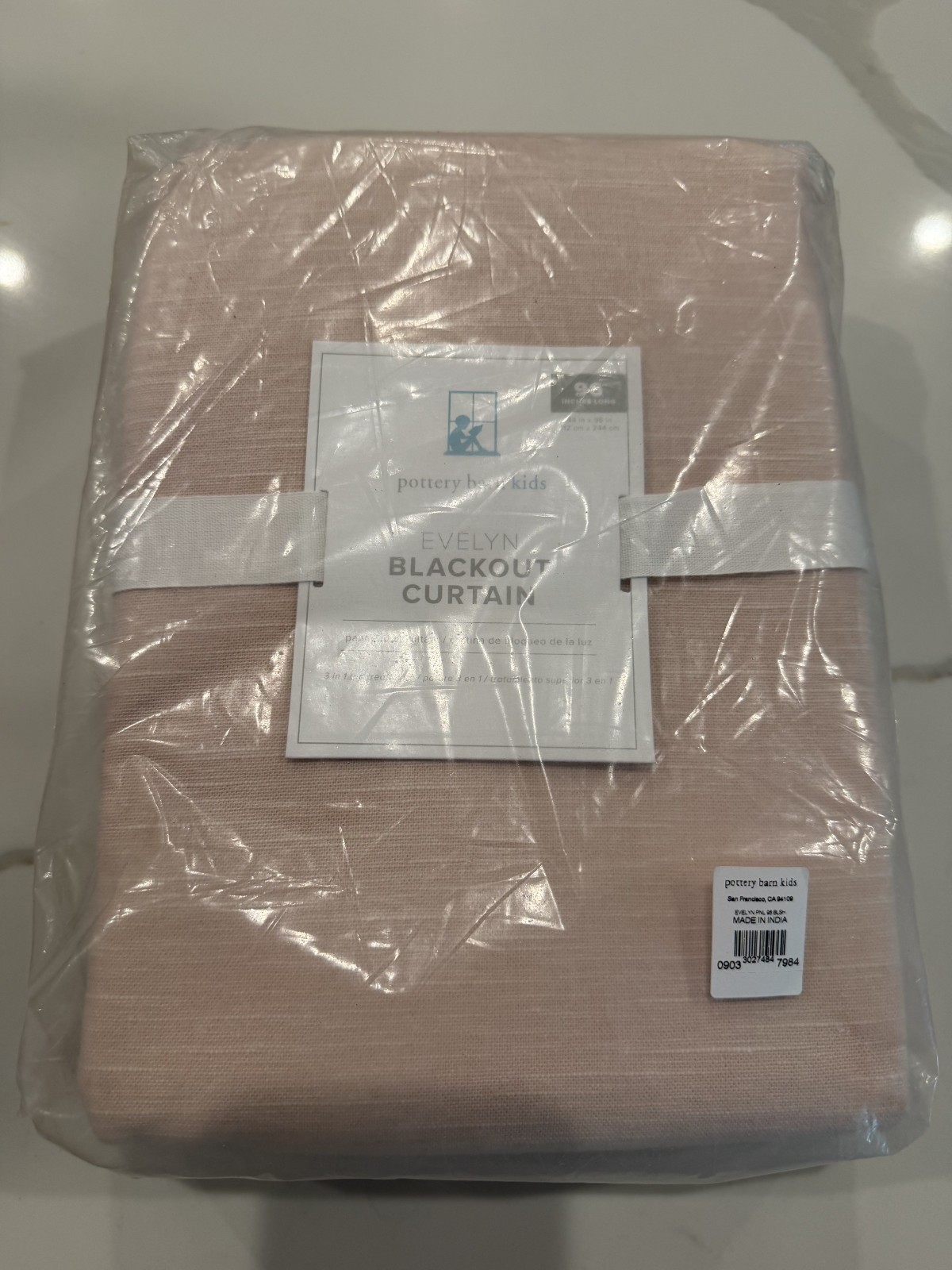 Pottery Barn Kids Evelyn Textured Blackout Curtain Panel Blush Pink 44×96